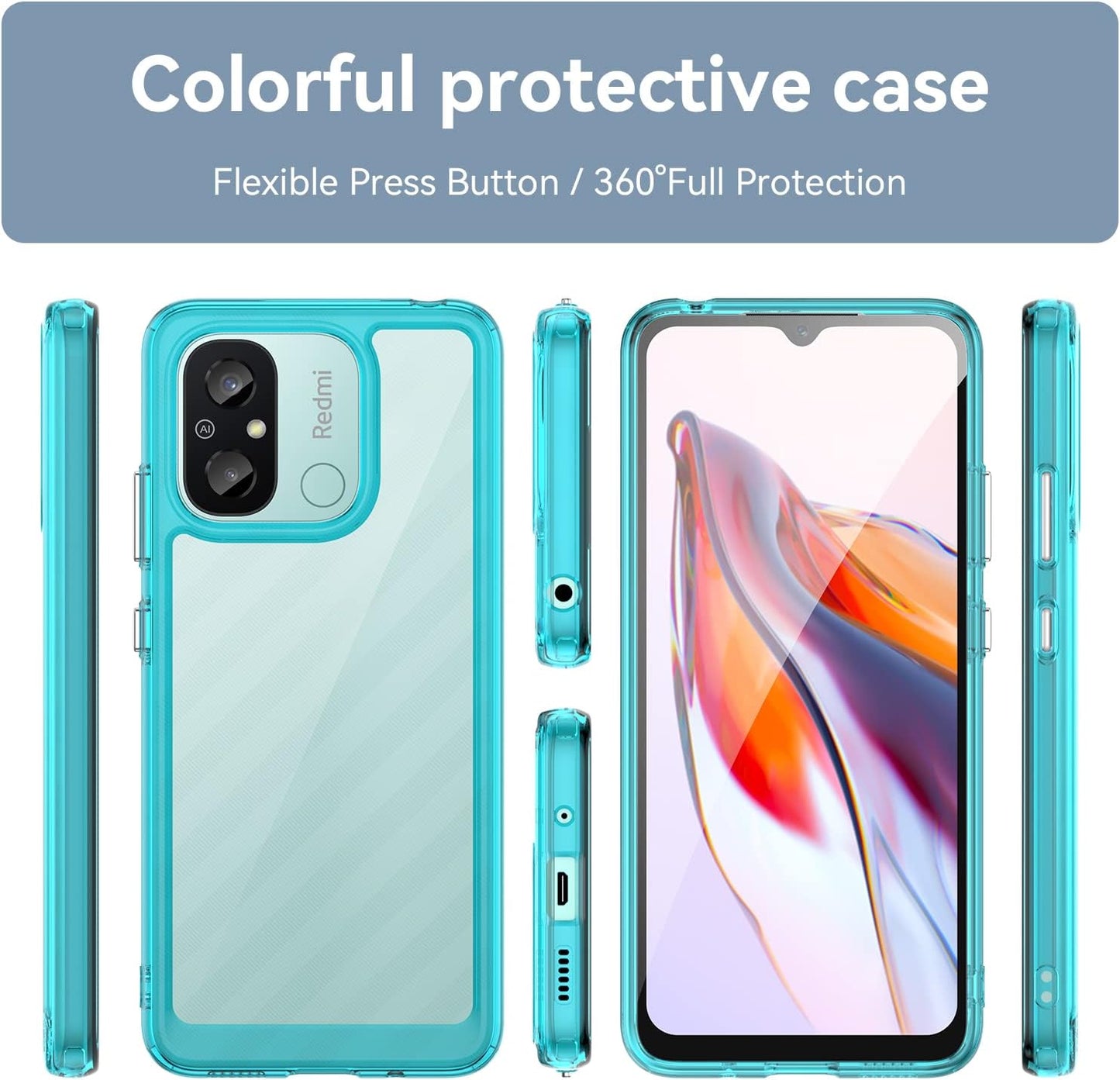 Zotita for Xiaomi Poco C55/12C/11A 4G Phone Case, Lightweight and High Transparency Shock Absorption Protection, TPU Material for Comfortable Touch, Screen Camera Lens for High Protection, (Blue)  Zotita   