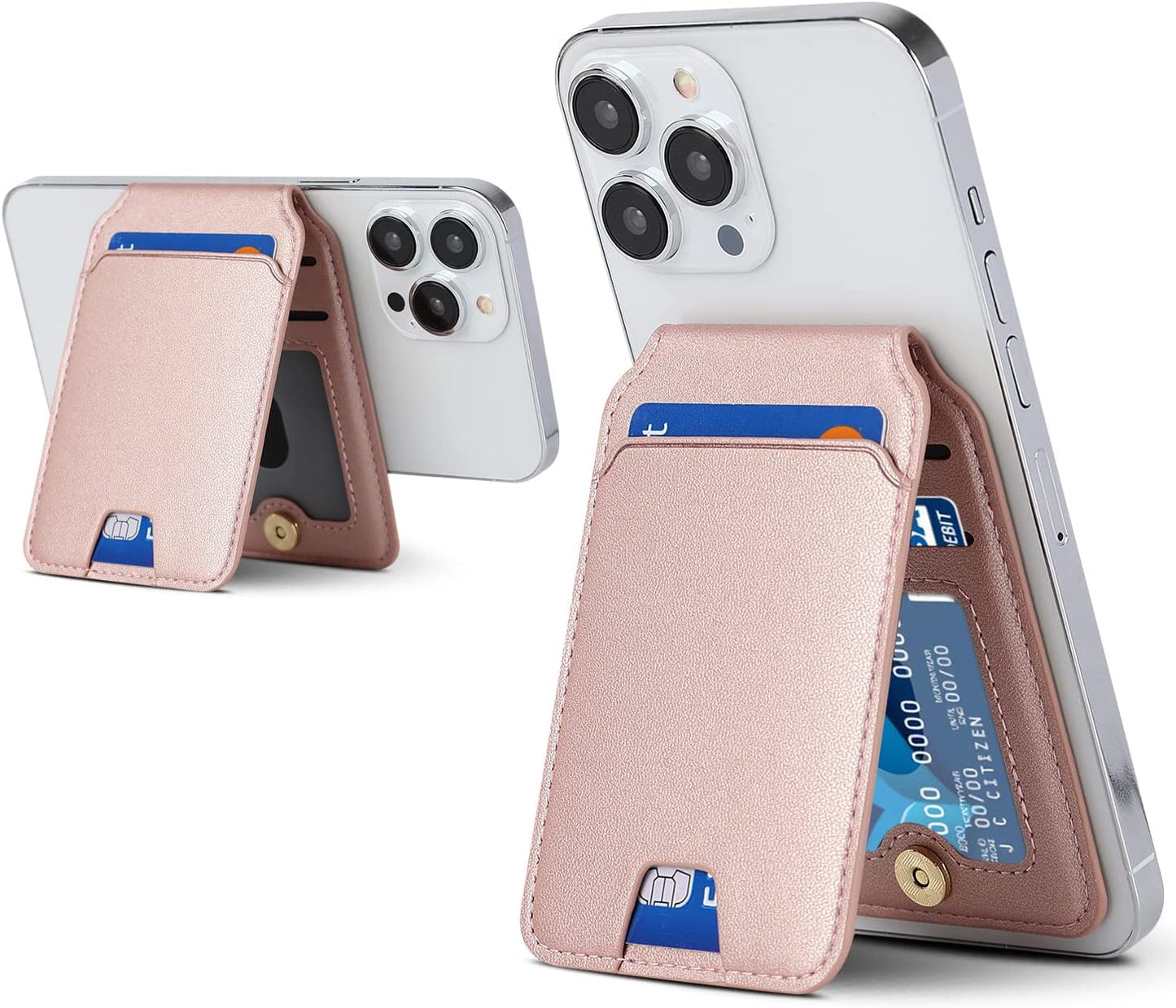 Cavor for Apple Wallet Magsafe Magnetic Phone Magsafe Wallet 14 Pro Max/14 Pro/14/14 Plus/13/12 Magsafe Card Holder,Phone Mag Safe Wallet as Credit for Iphone 14/13/12 Mini Series,Purple  Cavor Pink  