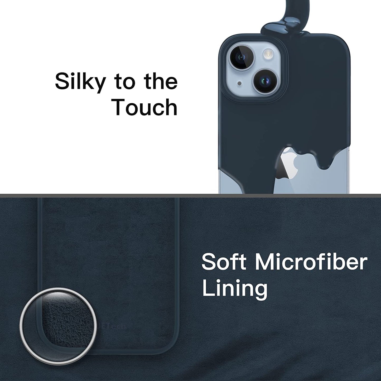 Jetech Silicone Case for Iphone 14 6.1-Inch, Silky-Soft Touch Full-Body Protective Phone Case, Shockproof Cover with Microfiber Lining (Navy)  JETech   