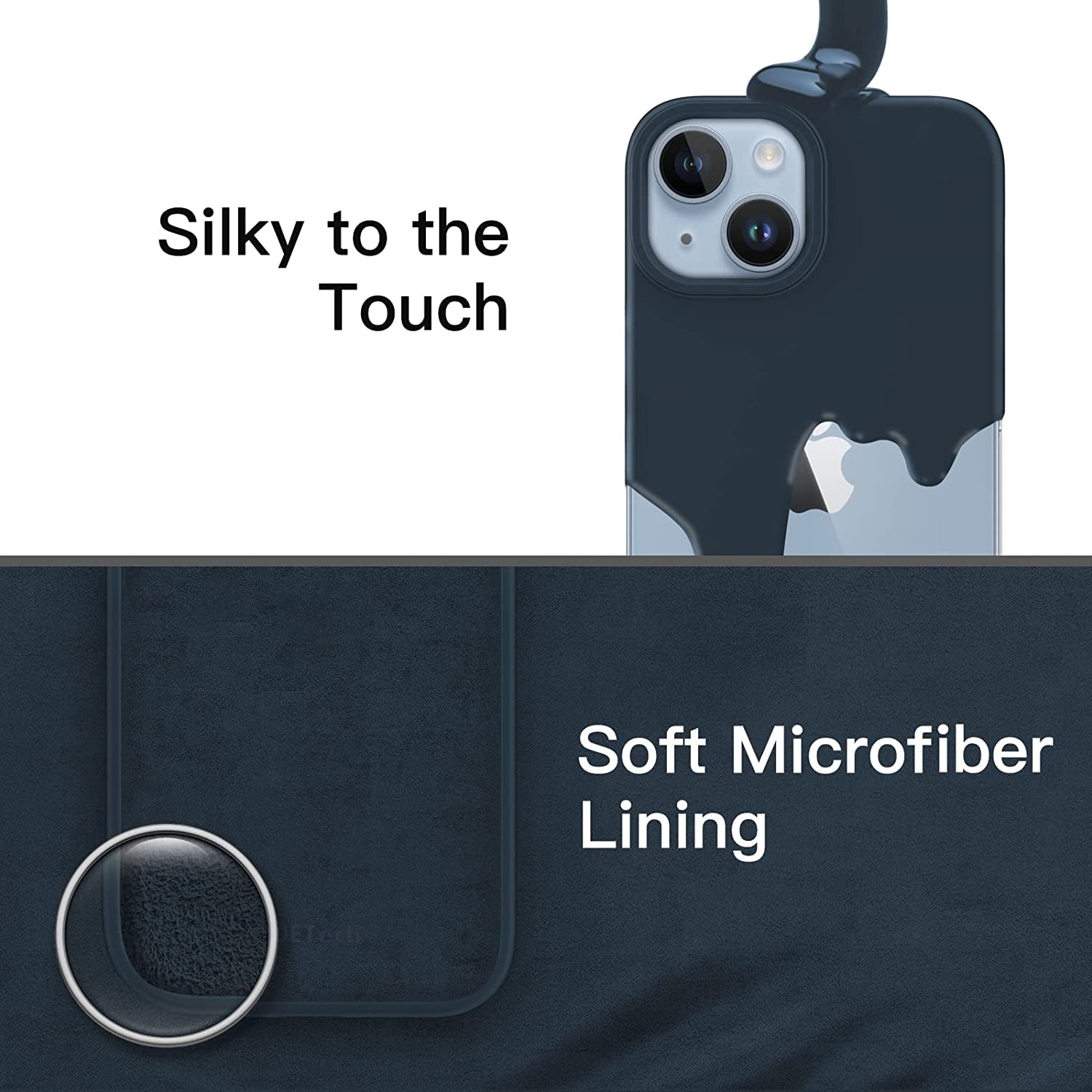 Jetech Silicone Case for Iphone 14 6.1-Inch, Silky-Soft Touch Full-Body Protective Phone Case, Shockproof Cover with Microfiber Lining (Navy)  JETech   