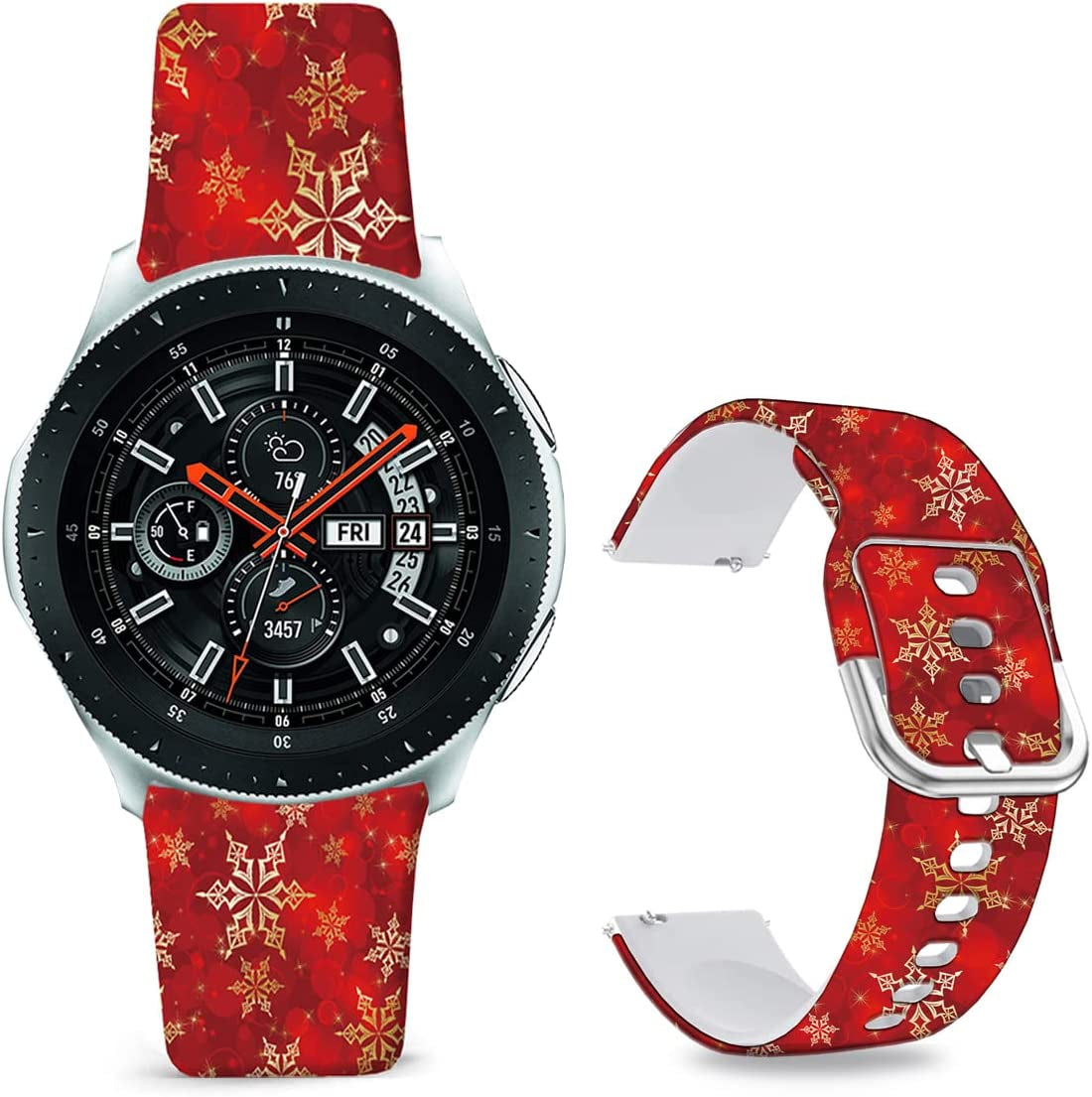 Sjiangqiao Stitch Bands Compatible with Samsung Galaxy Watch 46Mm/Watch 3 45Mm/Gear S3 Frontier/Classic/Pebble Time/Garmin 945/Vivoactive 4/Fossil Q Soft Silicone Chic Cute Cartoon Sports Band Lovely Style Replacement Strap Men Women(Blue-Stitch)  Sjiangqiao Red Christmas  