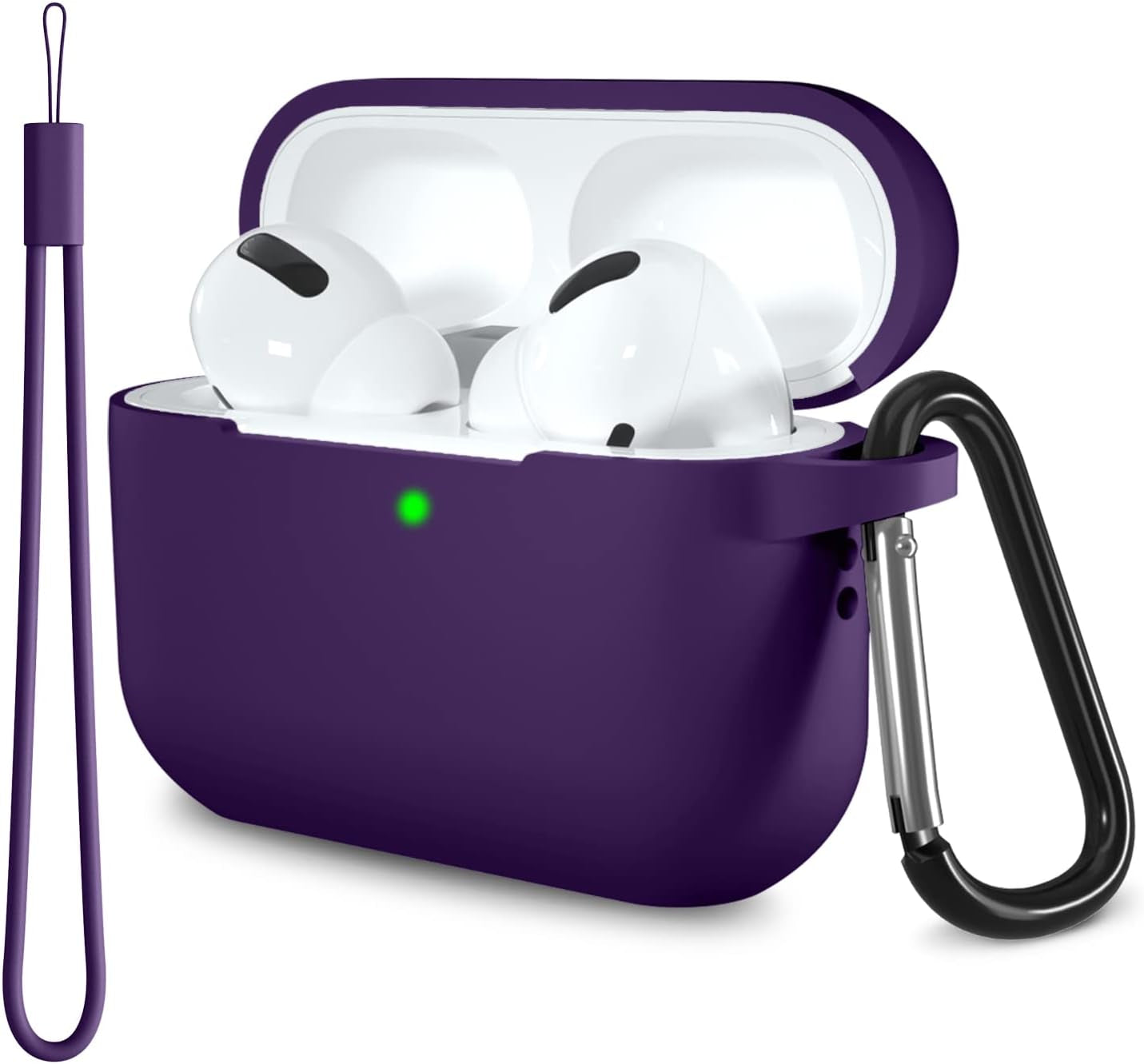Lerobo for Airpods Pro 2Nd/1St Generation Case Cover with Keychain & Lanyard,Soft Silicone Skin Full Protective Airpod Pro Case for Apple Airpod Pro 2022/2019 Charging Case [Front LED Visible] Lilac  PJStore-US C-Purple  