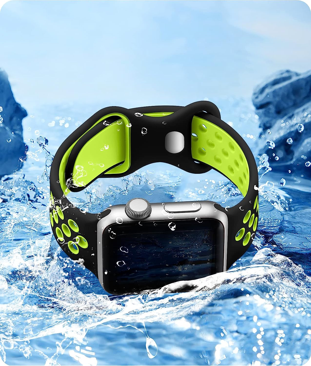 Keponew Sport Bands Compatible with Apple Watch 49Mm 45Mm 44Mm 42Mm 41Mm 40Mm 38Mm, 6 Pack Sport Breathable Soft Silicone Strap for Iwatch Ultra SE Series 8 7 6 5 4 3 2 1 Men Women  Keponew   