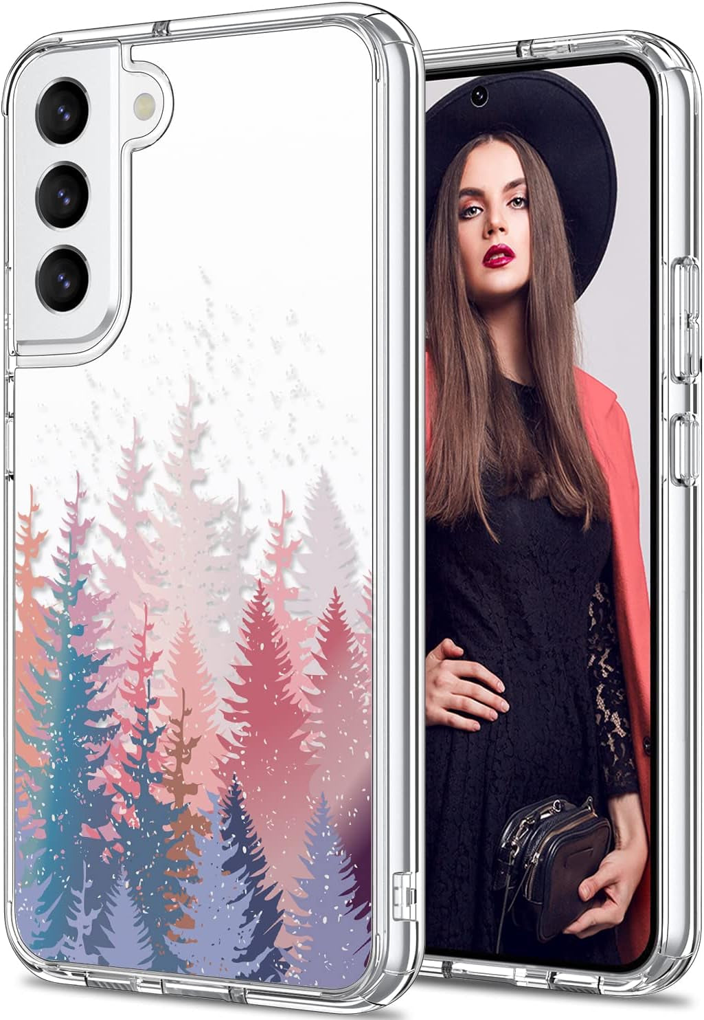 ICEDIO for Samsung Galaxy S22 Case,Slim Fit Crystal Clear Cover with Fashionable Designs for Girls Women,Durable Rugged Protective Phone Case for Samsung Galaxy S22 6.1" Cute Flower Garden  ICEDIO Trees Floral  