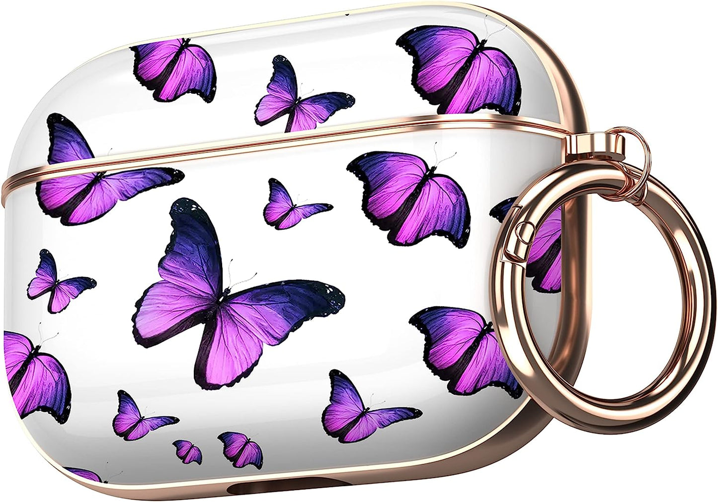 Maxjoy Compatible Airpods Pro Case Cover, Leopard Print Air Pod Pro Case Cute Protective Hard Ipod Pro Cover for Women Men with Keychain Designed for Airpods Pro Charging Case 2019  Maxjoy Purple + Gold  