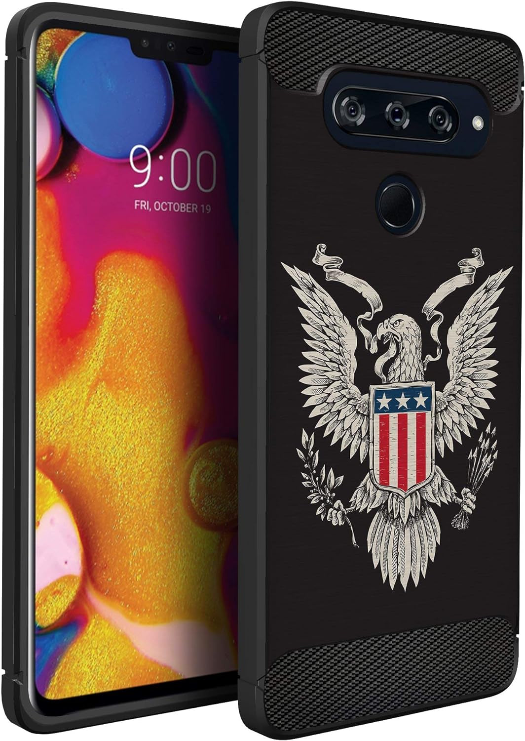 Casesondeck Case Compatible with LG V40 Thinq, Slim Precise Fit TPU Case, Scratch Protection and Unique Design (Shark Attack)  CasesonDeck Eagle Usa Crest  