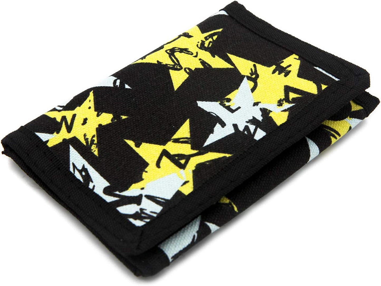 AI-DEE RFID Trifold Canvas Outdoor Sports Wallet for Kids - Front Pocket Wallet with Magic Sticker  AI-DEE Black Pentagon  