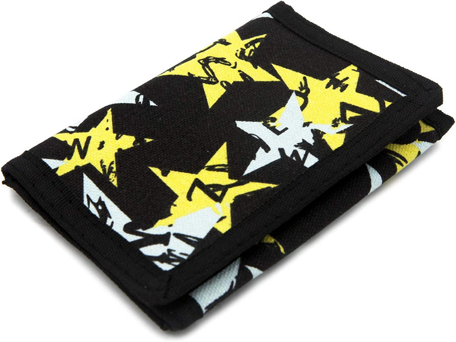 AI-DEE RFID Trifold Canvas Outdoor Sports Wallet for Kids - Front Pocket Wallet with Magic Sticker  AI-DEE Black Pentagon  