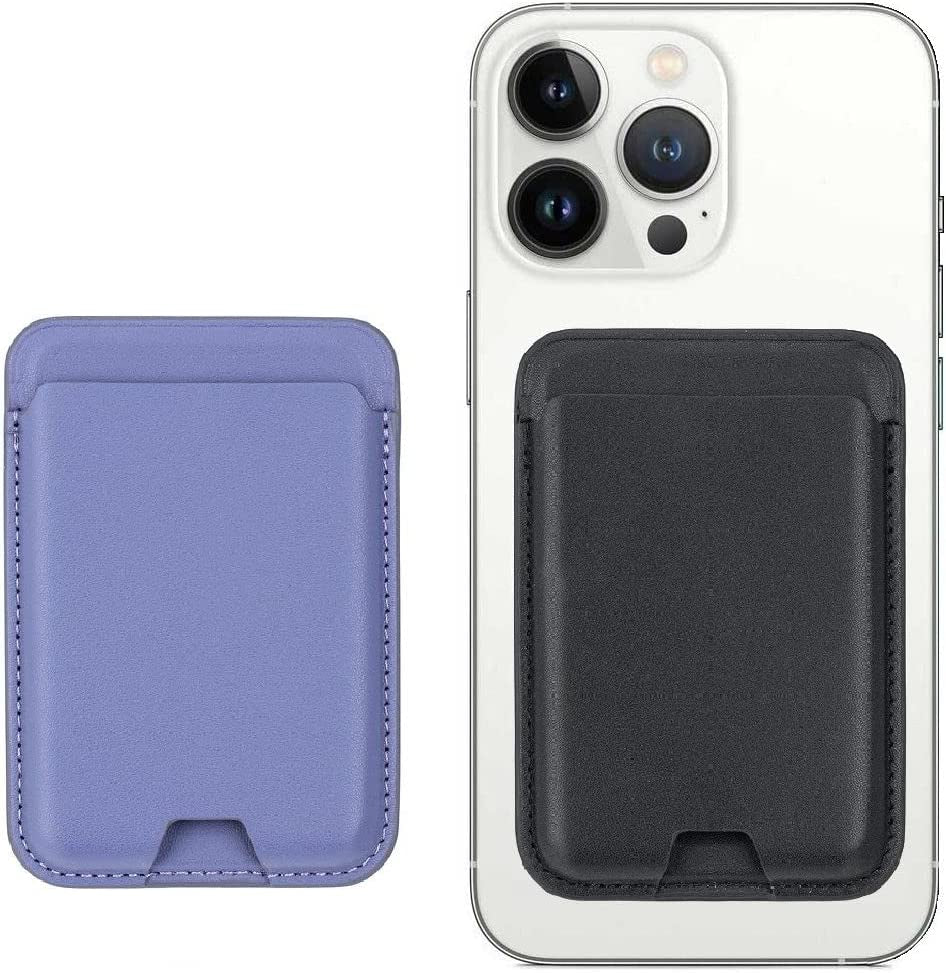 Open Slot Strong Magnetic Card Holder with Magsafe Wallet for Apple Iphone 14 Pro Max/14 Plus/14 Pro/14/13 Pro Max/13 Pro/13/13 Mini/12 Max/12/12 Pro/12 Mini, (Brown)  Tahamus Black+Wisteria  