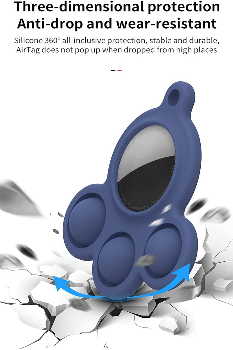 2 Pack Airtag Holder Compatible for Apple Air Tag Case Silicone Pet Dog Cat Collar and Kids Pop Bubble Fidget Sensory Toys Anti-Scratch (Black and White)  D&E Imports Inc.   