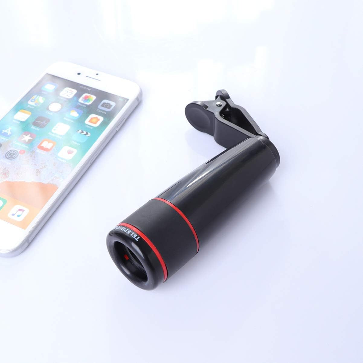 Hemobllo Fisheye Lens Cell Phone Camera Lens- 12X Zoom Phone External Lens, Smartphone Lens Phone Camera Zoom Lens, Lens Attachment Camera Lens for Cell Phone (Black) Fisheye Lens Monoculars  Hemobllo   