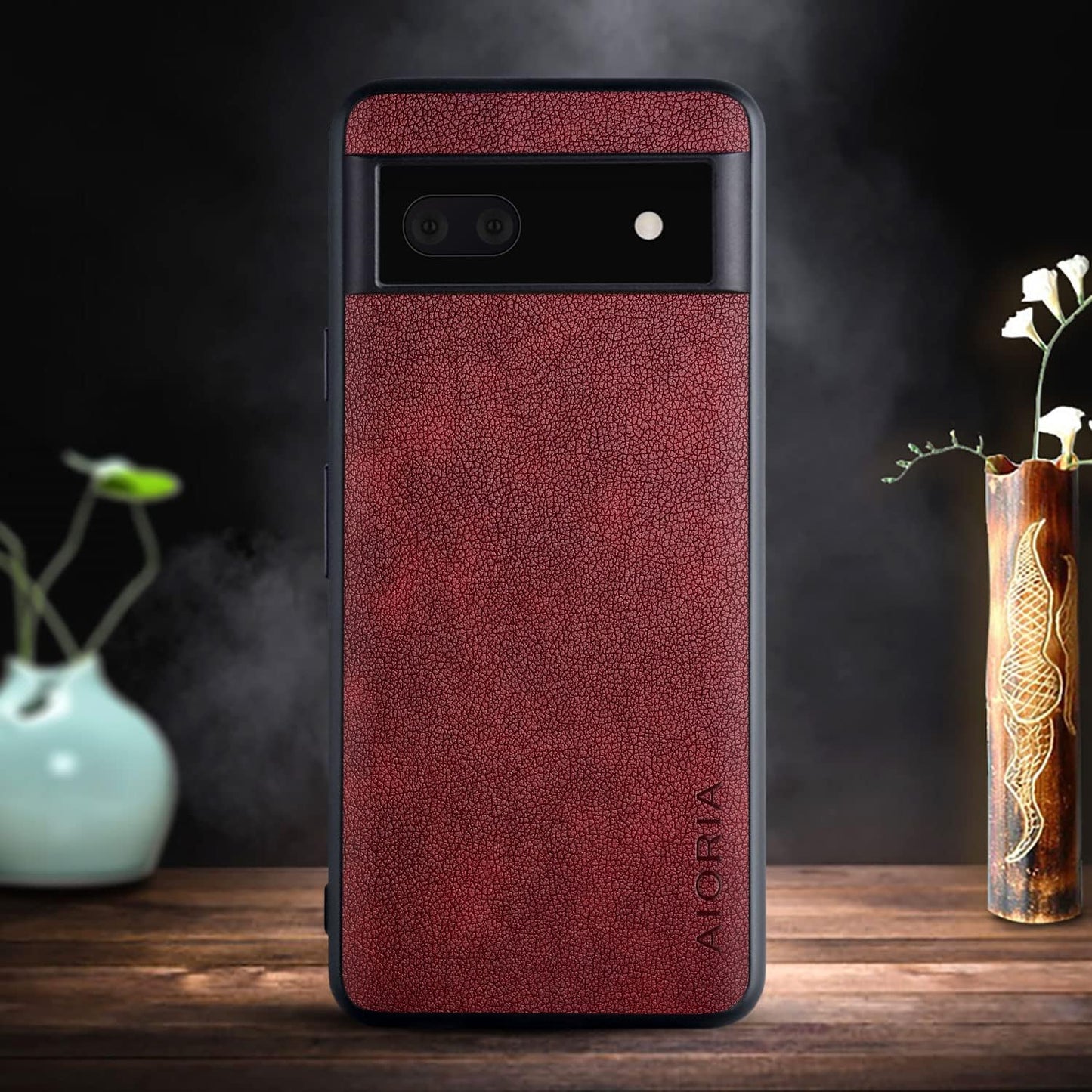 Aioria for Google Pixel 6 Pro Case, 6.71 Inch Premium PU Leather Phone Cover Retro Design Full Protective Case for Google Pixel 6 Pro 5G (Dark Red)  Aioria   