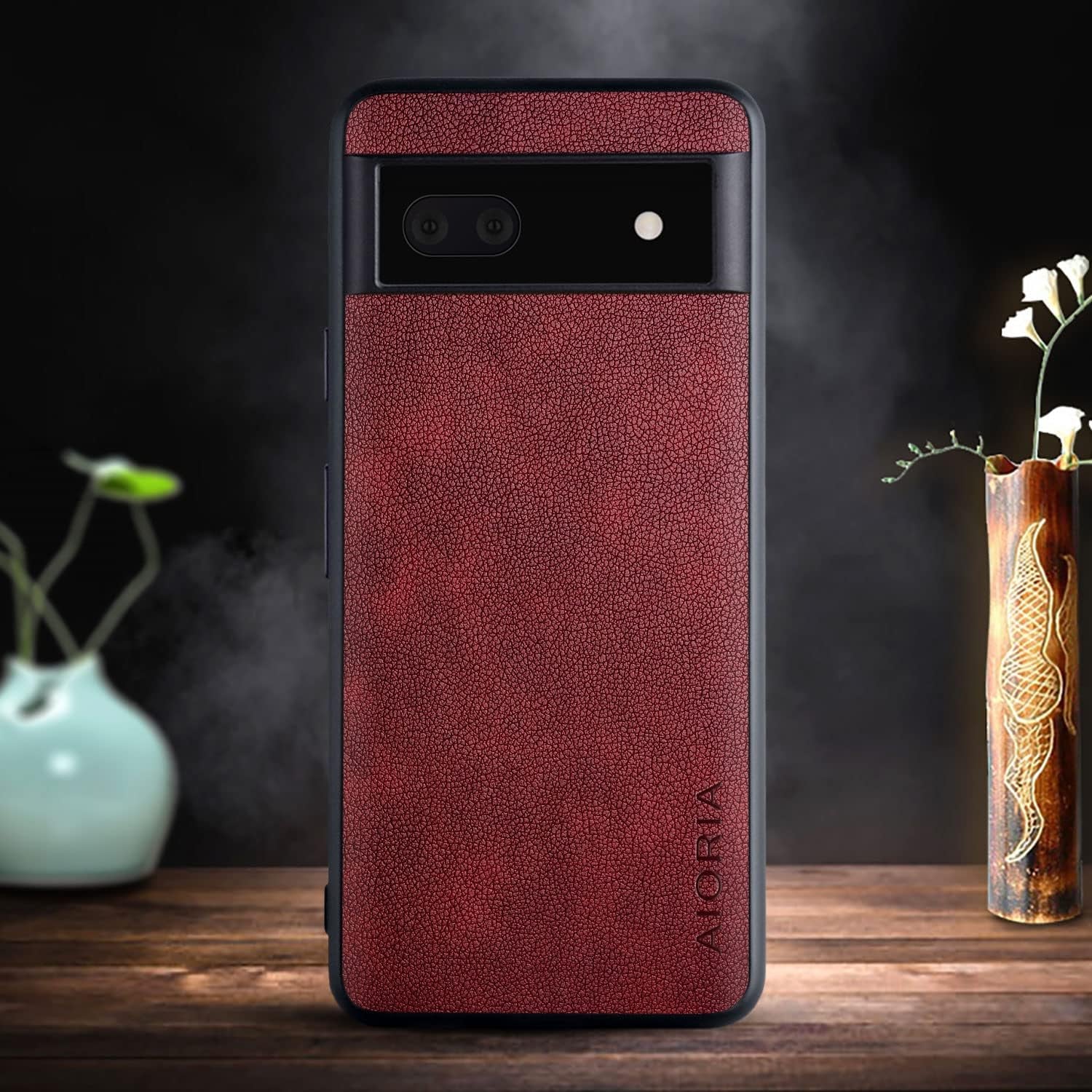 Aioria for Google Pixel 6 Pro Case, 6.71 Inch Premium PU Leather Phone Cover Retro Design Full Protective Case for Google Pixel 6 Pro 5G (Dark Red)  Aioria   