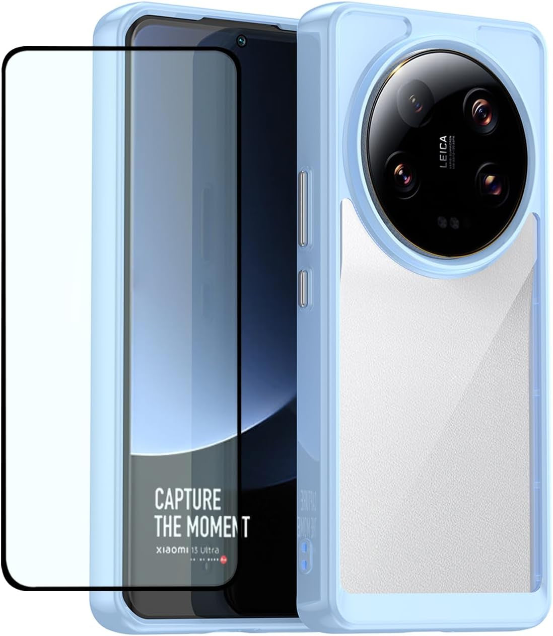 DFTCVBN Phone Case for Xiaomi 13 Ultra Case, Mi 13 Ultra 2304FPN6DC Case with HD Screen Protector, Soft Bumper with Clear Crystal PC Hard Back Shockproof Cover Cases for Xiaomi Mi 13 Ultra 5G Clear  DFTCVBN Blue  