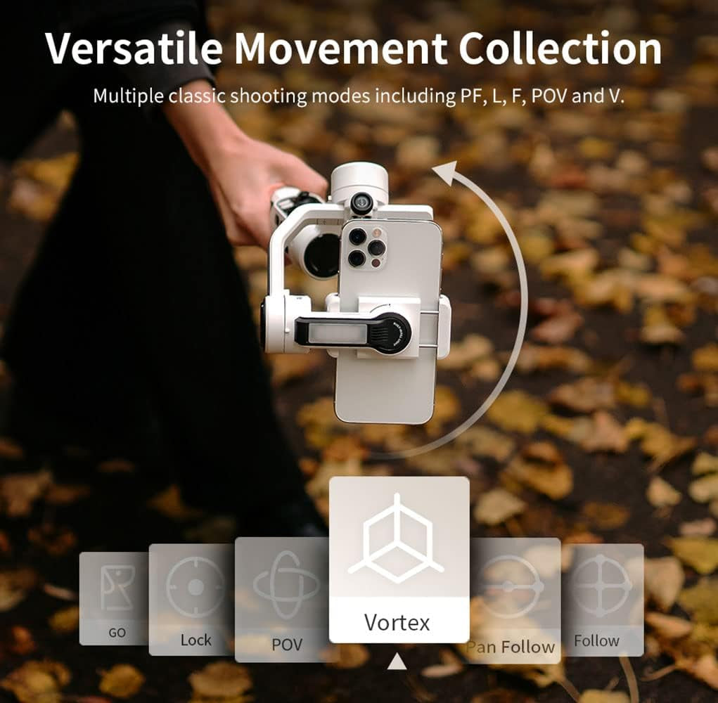 ZHIYUN Smooth 5S Combo 3-Axis Handheld Gimbal Stabilizer for Smartphone,Cell Phone Video Stabilizer for Iphone 13 12 11 X 8 7 6 plus and Android Cell Phone (White)  ZHIYUN   