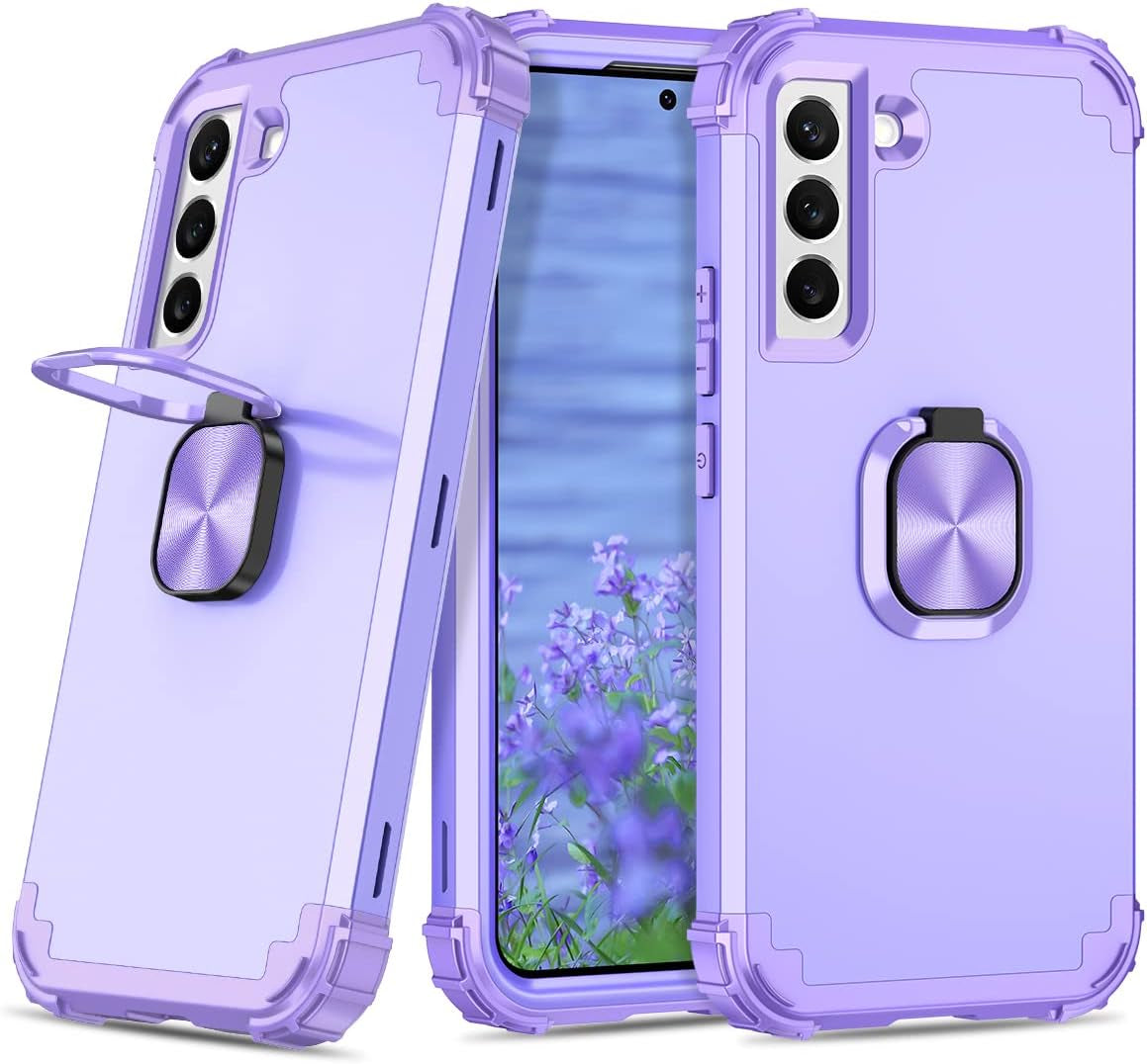 LONTECT for Galaxy S22 plus Case Shockproof 3 in 1Heavy Duty Rugged Hybrid Sturdy High Impact Durable Protective Cover Case for Samsung Galaxy S22 Plus/S22+ 5G 6.6 2022,Marble/Dark Purple  Lontect Purple  