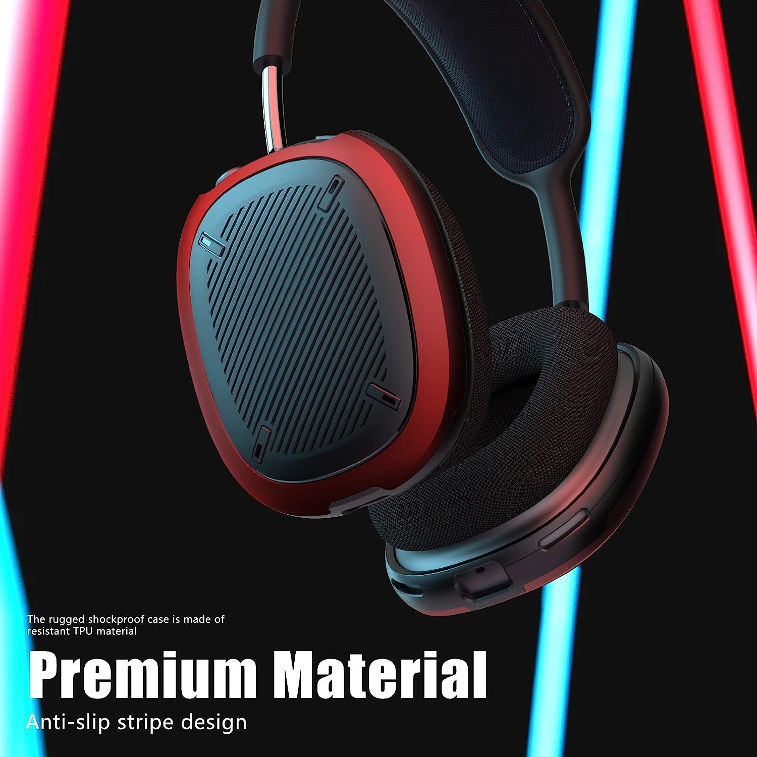 Case Cover for Airpods Max Headphones, TPU Anti-Scratch Ear Cups Cover for Airpods Max, Hard Rugged Shockproof Accessories Protective Cover for Apple Airpods Max (Red)  PonKet   