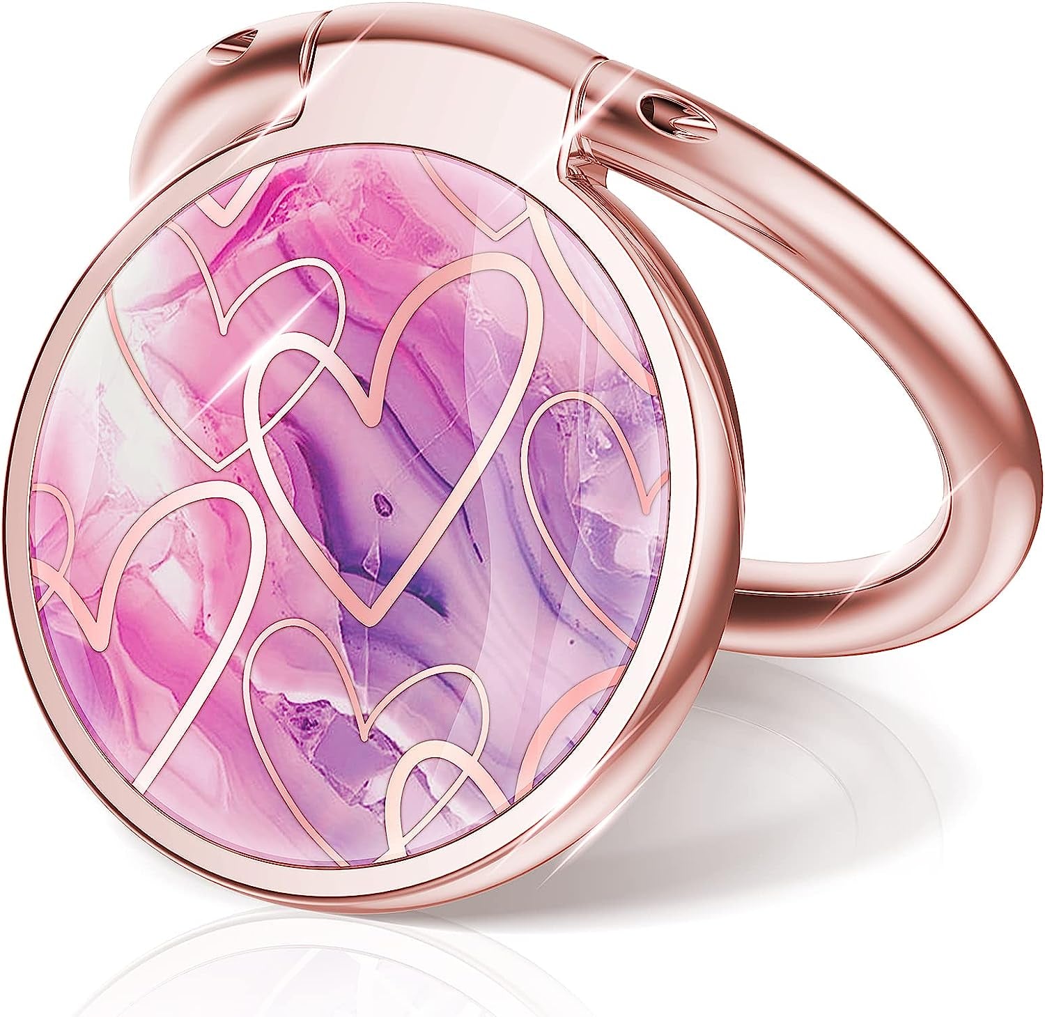 Chvelop Cell Phone Ring Holder, Finger Ring Stand, 360 Degree Rotation Finger Ring Kickstand, Metal Grip for Magnetic Car Mount Compatible with Iphone, Samsung, LG, Sony,Smartphone Accessories (Heart)  Chvelop   