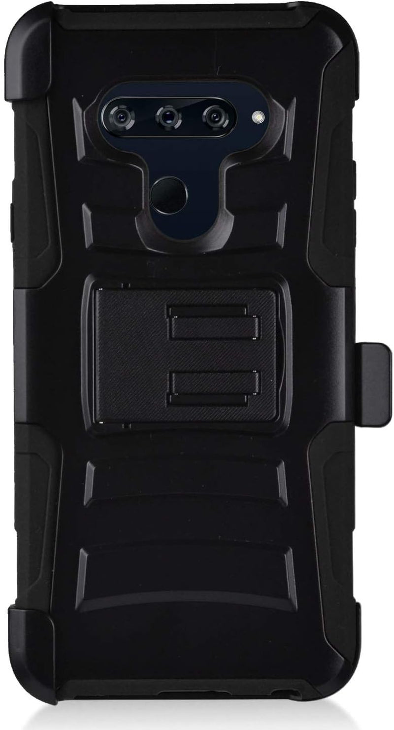 Eaglecell - Compatible with LG V40 Thinq - Hybrid Armor Case W/Stand/Belt Clip Holster - CV1 Black  Eaglecell   