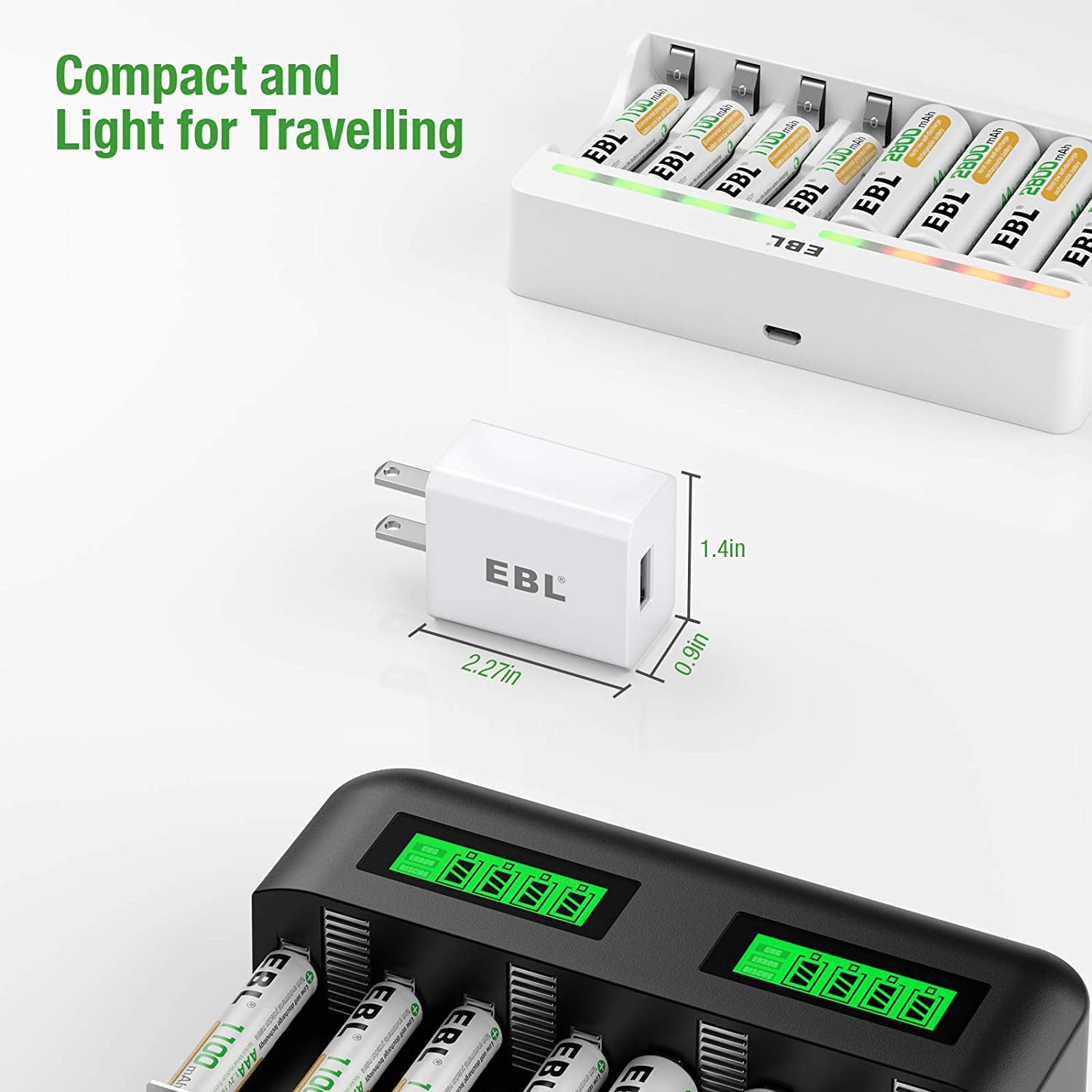 EBL USB Wall Charger, 5V 2.1A Charger Adapter(Model: M5129) for EBL Charger Power Supply (Model: C9008 C9010N 6828 FY-408 FY-409 6201) and Iphone, Galaxy, HTC, LG, Table, Motorola and More  EBL   