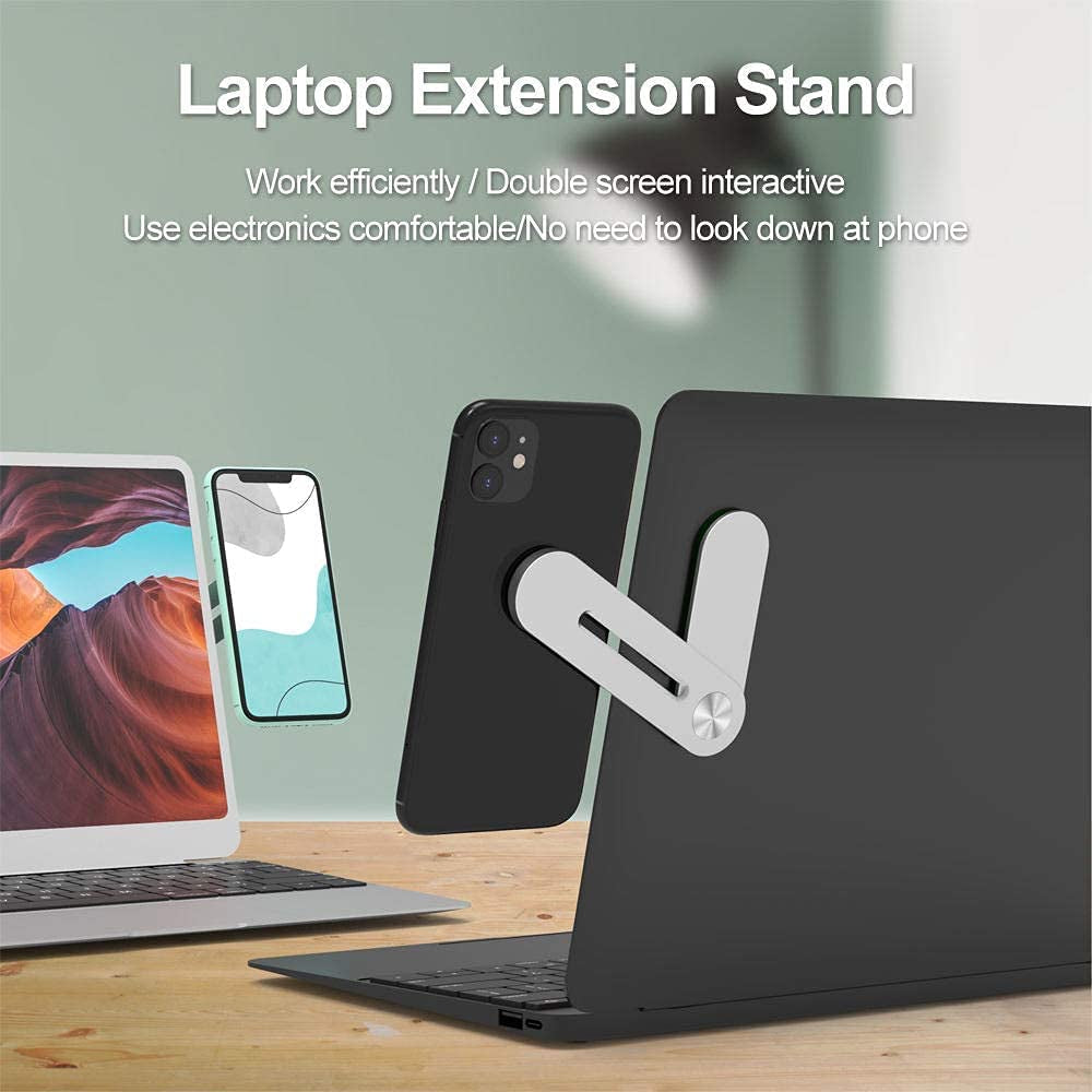 Aporia - Stick on Laptop Invisible Foldable Side Arm Magnetic Phone Holder Mount for Computer | Instant 2Nd Monitor Mobile Solution | Aluminum Alloy with Strong Magnet  Aporia International   