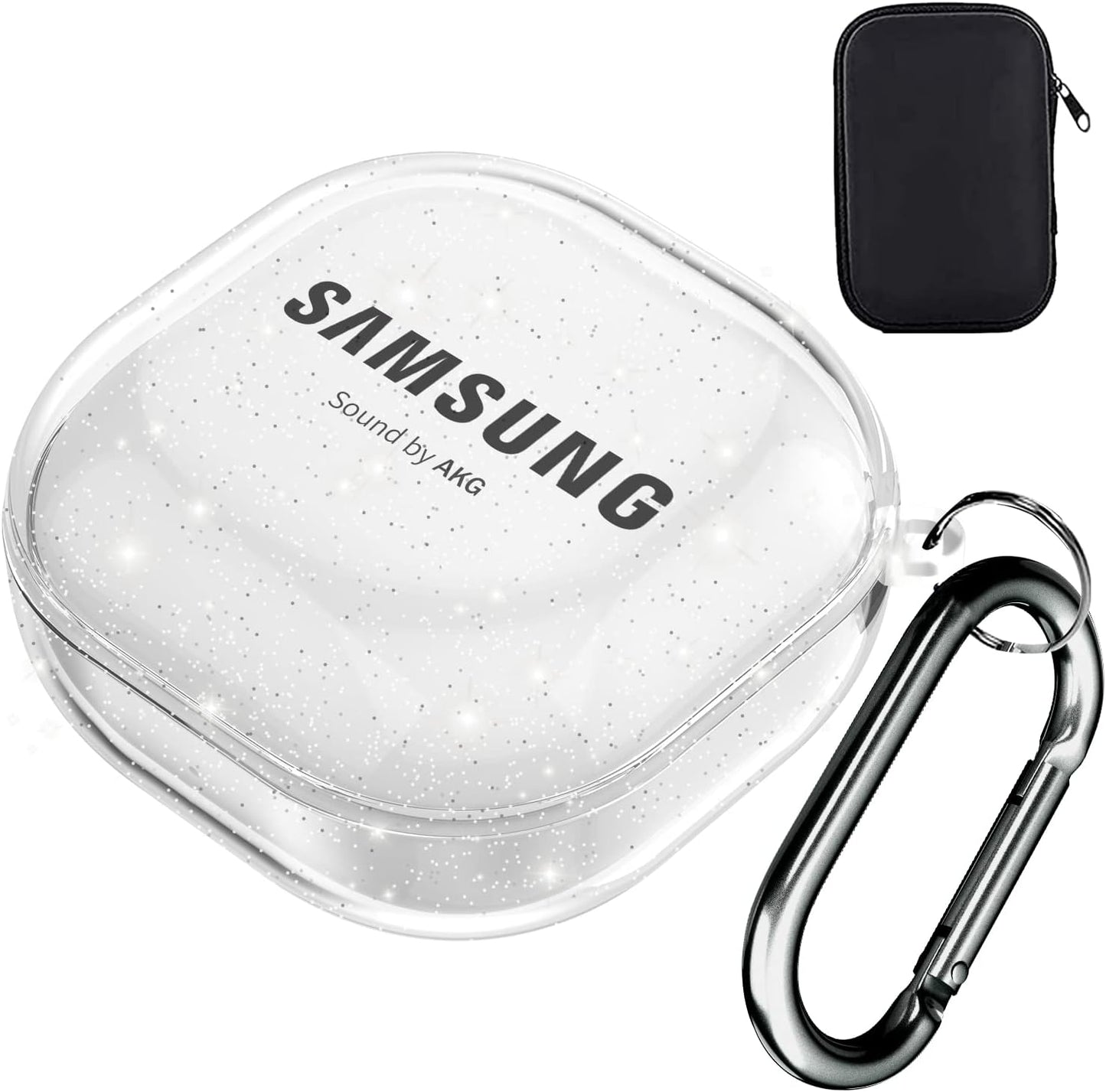 AIIKO Compatible Galaxy Buds 2 Pro Case 2022/Galaxy Buds 2/Pro Case 2021 /Galaxy Buds Live Case 2020 Clear Soft TPU Shockproof Case Protective Cover for Samsung Earbuds with Keychain - Clear Green  AIIKO Glitter Clear m 