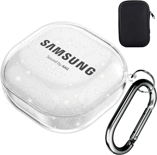 AIIKO Compatible Galaxy Buds 2 Pro Case 2022/Galaxy Buds 2/Pro Case 2021 /Galaxy Buds Live Case 2020 Clear Soft TPU Shockproof Case Protective Cover for Samsung Earbuds with Keychain - Glitter Clear  AIIKO   