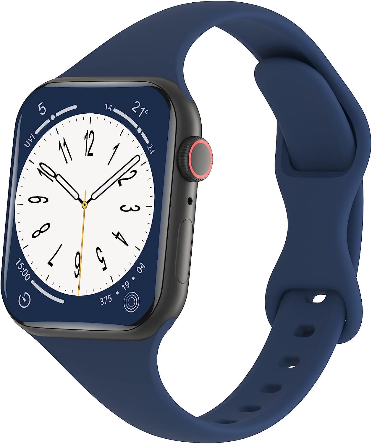 DYKEISS Sport Slim Silicone Band Compatible for Apple Watch Band 38Mm 42Mm 40Mm 44Mm 41Mm 45Mm 49Mm, Thin Soft Narrow Replacement Strap Wristband for Iwatch Ultra Series 8/7/SE/6/5/4/3/2/1 Women Men  DYKEISS Navy Blue 42/44/45/49mm 