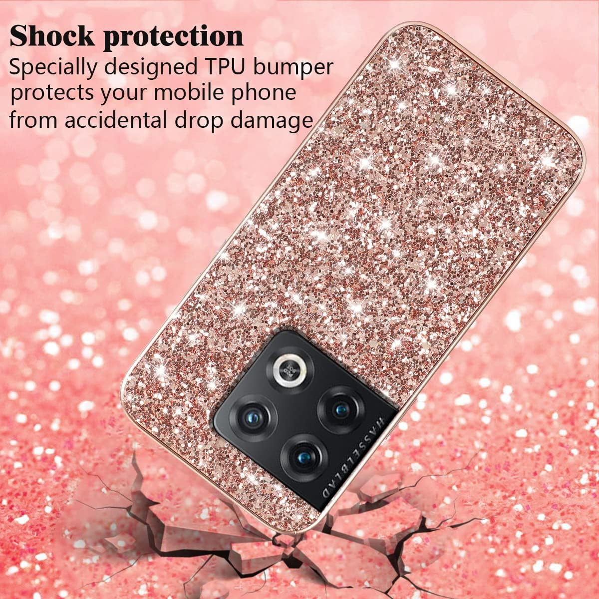 Jancyu Compatible with Oneplus 10 Pro Case, Shockproof Phone Cases for Oneplus 10 Pro Glitter Protective Cover for Women Cute Accessories (Pink)  Jancyu   