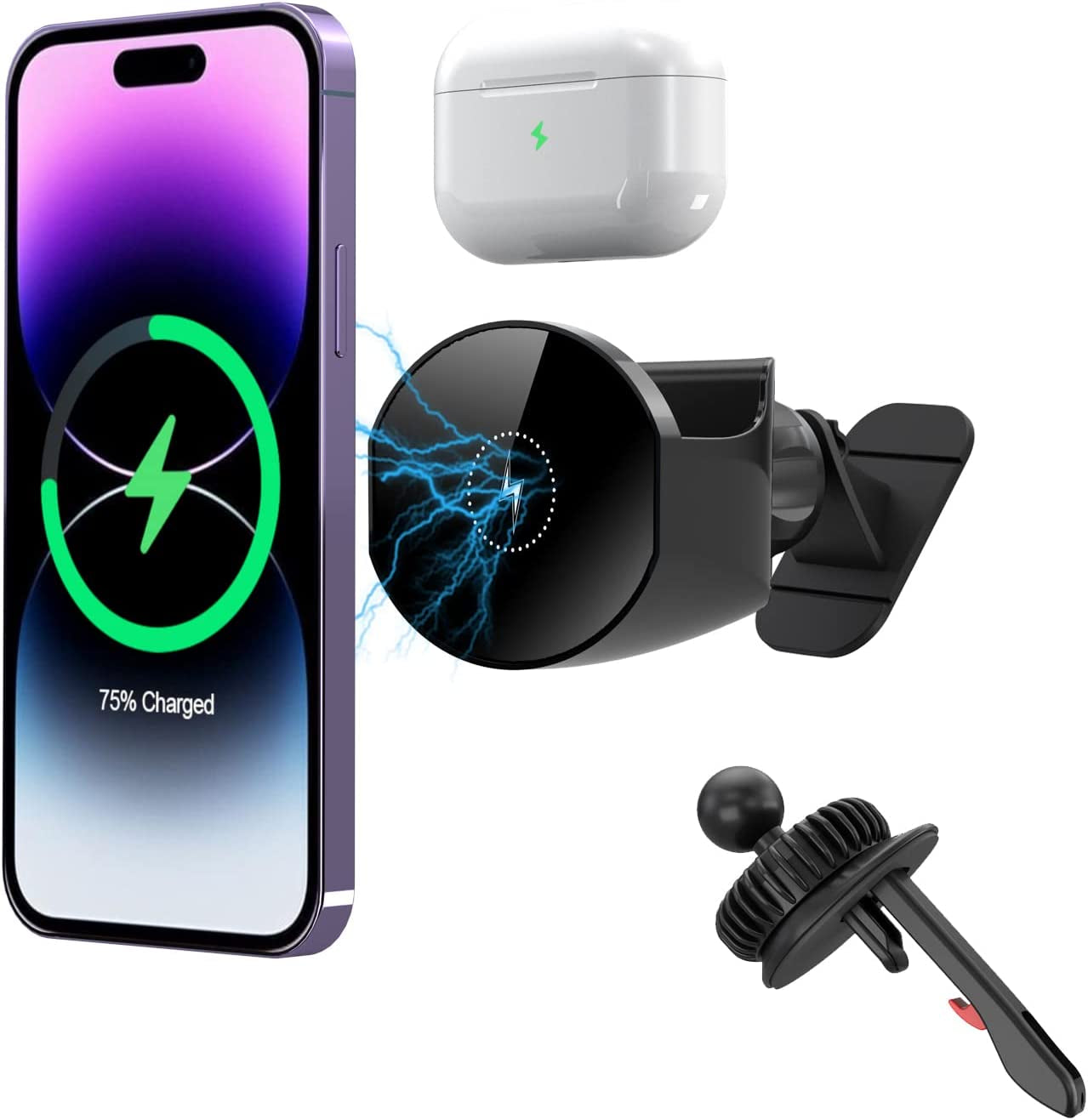For Magsafe Car Mount Charger Iphone and Airpods Magnetic Wireless Car Charger,Car Phone Holder Mount Wireless Charging for Iphone 14 13 12 Pro plus Max Mini,Airpods 2Nd 3Rd  Shenzhen anxinwei Electronics Technolgoy Co., Ltd   