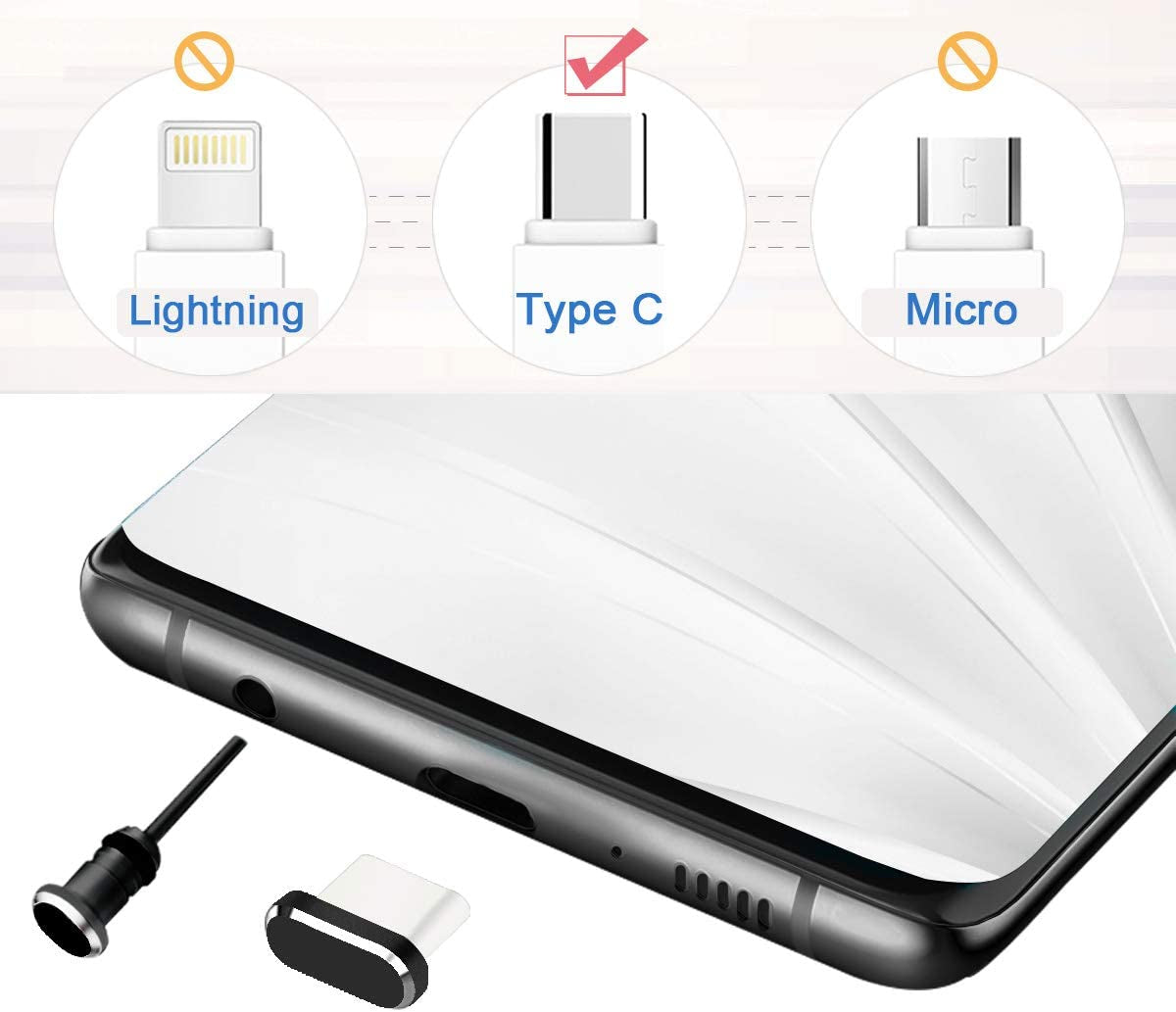 VIWIEU USB Type C Dust Plugs Charging Port Cover Caps with Earphone Jack Pin and Cable Protectors 2 Pack Compatible with Samsung Galaxy S22/S21/S20+ Ultra/Z Flip 4/Z Fold 4, Pixel 6A Oneplus 10T Black  VIWIEU   