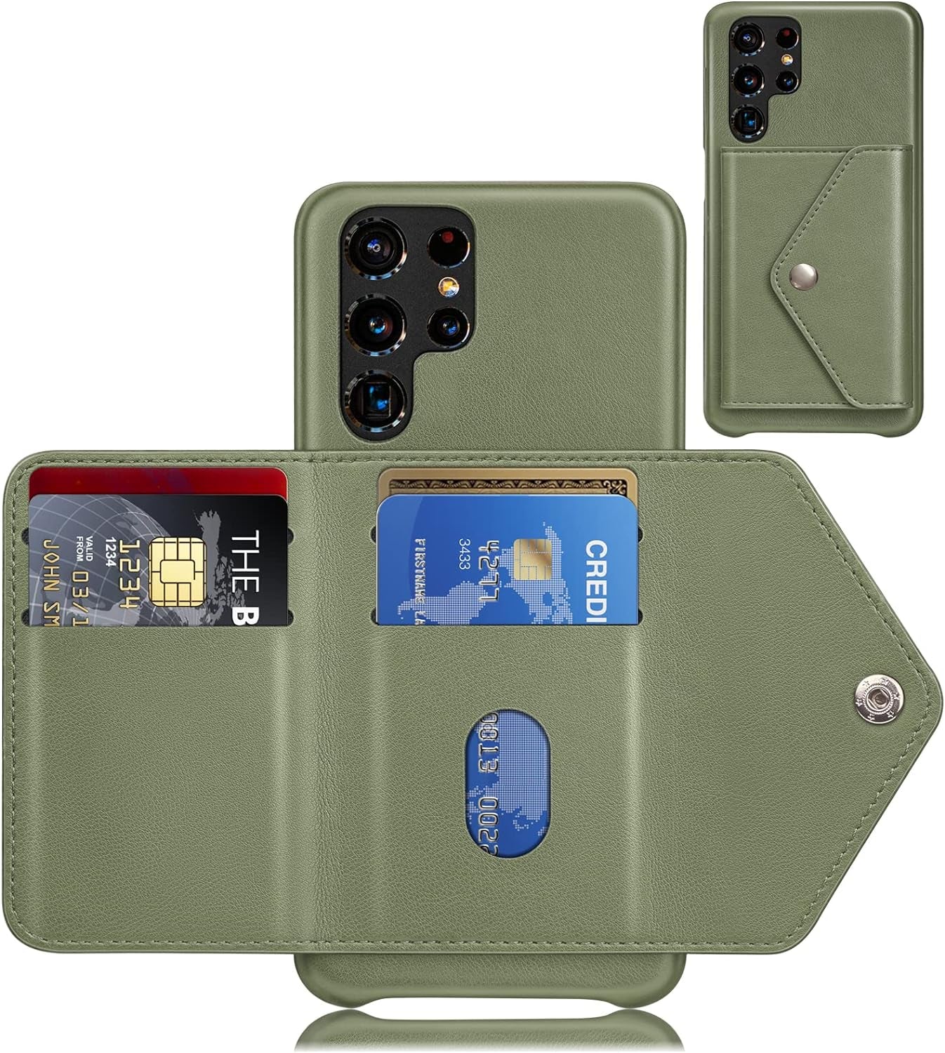 SUANPOT for Samsung Galaxy S22 Ultra Wallet Case Credit Card Holder,Pu Leather Flip Folio Book Phone Case Cover Women Men for Samsung S22 Ultra Case Wallet (Ivory)  SUANPOT Sea Green-Back Wallet  