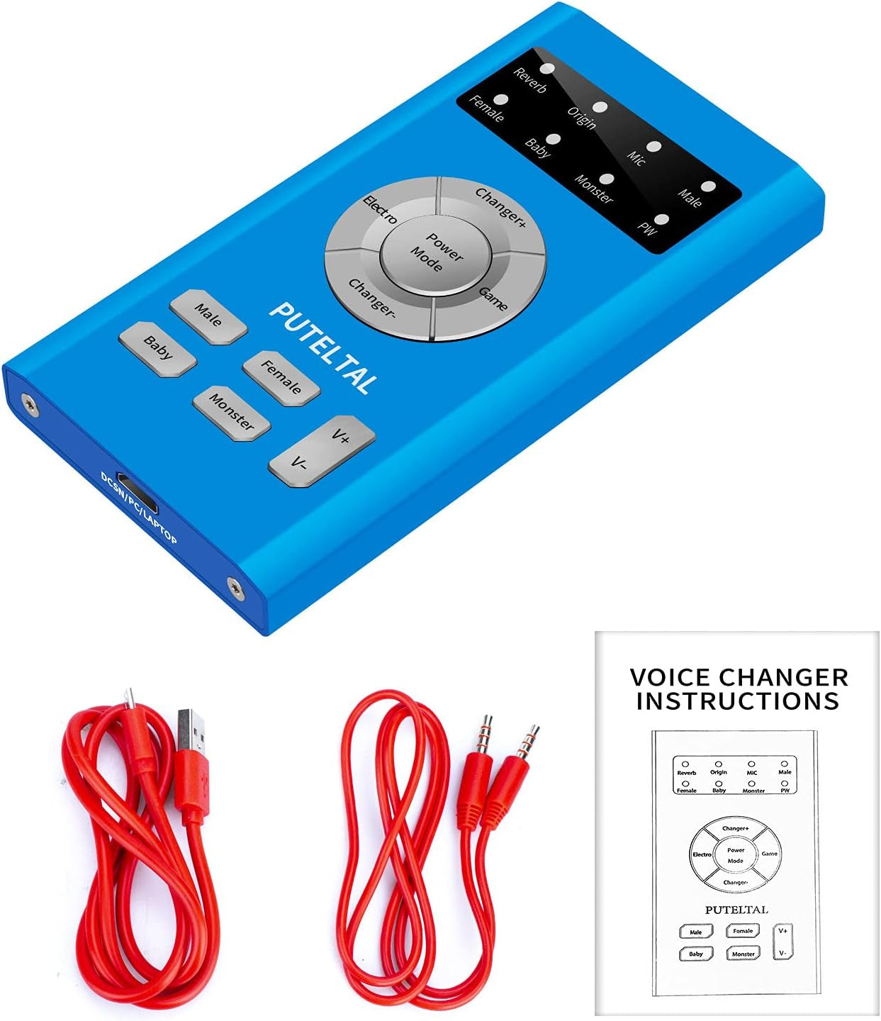 PUTELTAL Adjustable Gaming Voice Changer Disguiser for Ps4/Xbox One/S/X/Ps5/Computer/Laptop/Smart Phone & More-Bue  PUTELTAL   