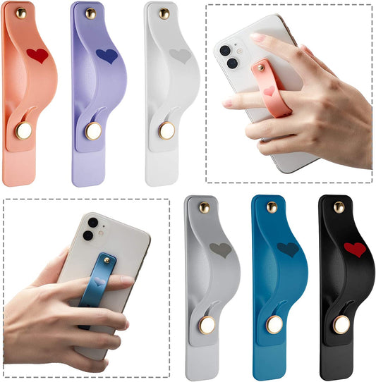 6 Pieces Phone Finger Grip Portable Telescopic Finger Strap Bracket Silicone Mobile Phone Ring Stand Phone Grip Finger Strap for Most Mobile Phones (Orange, Blue, Purple, Black, White, Gray)  Weewooday   