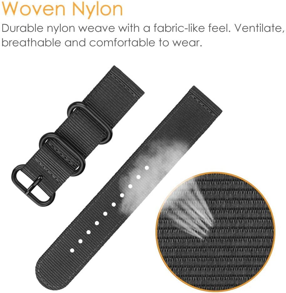 Vicrior Bands Compatible with Garmin Venu SQ Music, Premium Soft Nylon Quick Release Replacement Strap Watch Band for Garmin Venu Sq/Sq Music, Black  ViCRiOR   