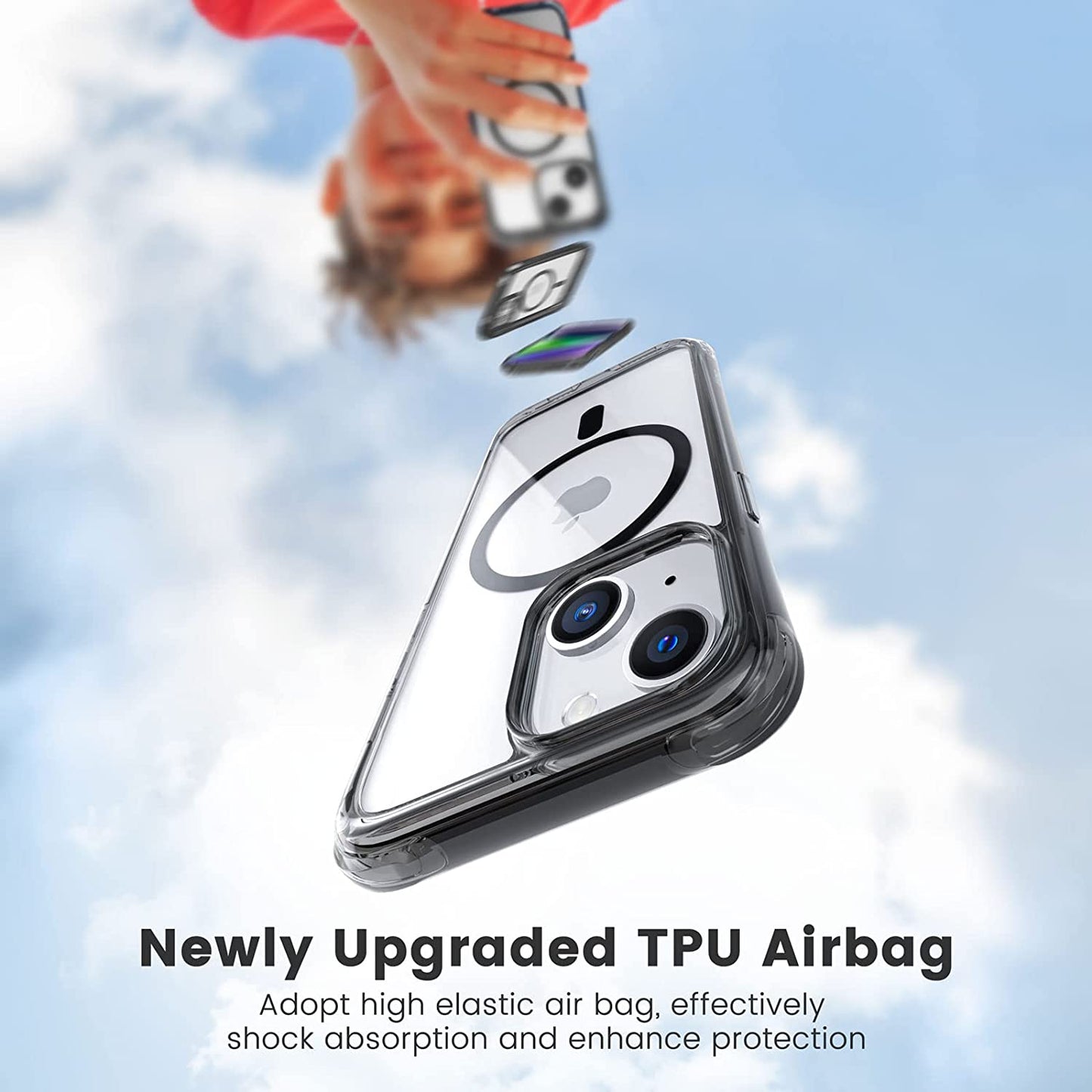 Mkeke Magnetic Designed for Iphone 14 Case for Iphone 13 Case Clear with Magsafe [Military Grade Drop Protection] [Not Yellowing] Shockproof Phone Case for Apple Iphone 13/14 - Black  Shenzhen Make Technology Company Limited   