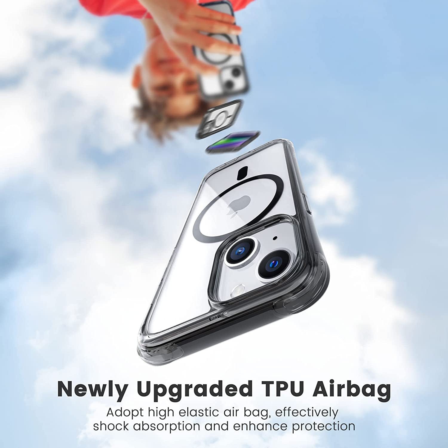 Mkeke Magnetic Designed for Iphone 14 Case for Iphone 13 Case Clear with Magsafe [Military Grade Drop Protection] [Not Yellowing] Shockproof Phone Case for Apple Iphone 13/14 - Black  Shenzhen Make Technology Company Limited   