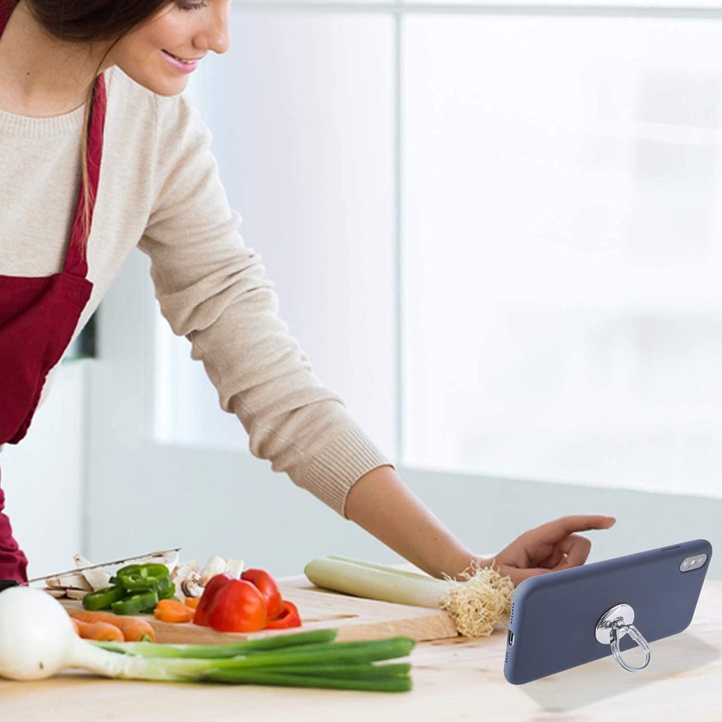 Airfly Phone Finger Ring Holder, 4 in 1, Universal Metal Phone Ring, Table Stand Kickstand, Car Vent Mount, Finger Grip Compatible All Smartphones, Black  AirFly SF   