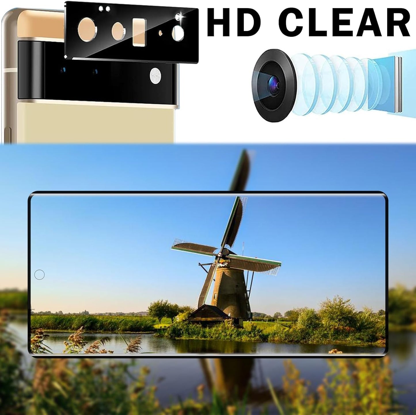 [2+2 Pack] for Google Pixel 6 Pro Screen Prote and Camera Lens Protector, 9H Tempered Glass, Ultra Clear Screen Protector, anti Scratch, Bubble Free, HD Clear, Fingerprint Support  GUMANYU   