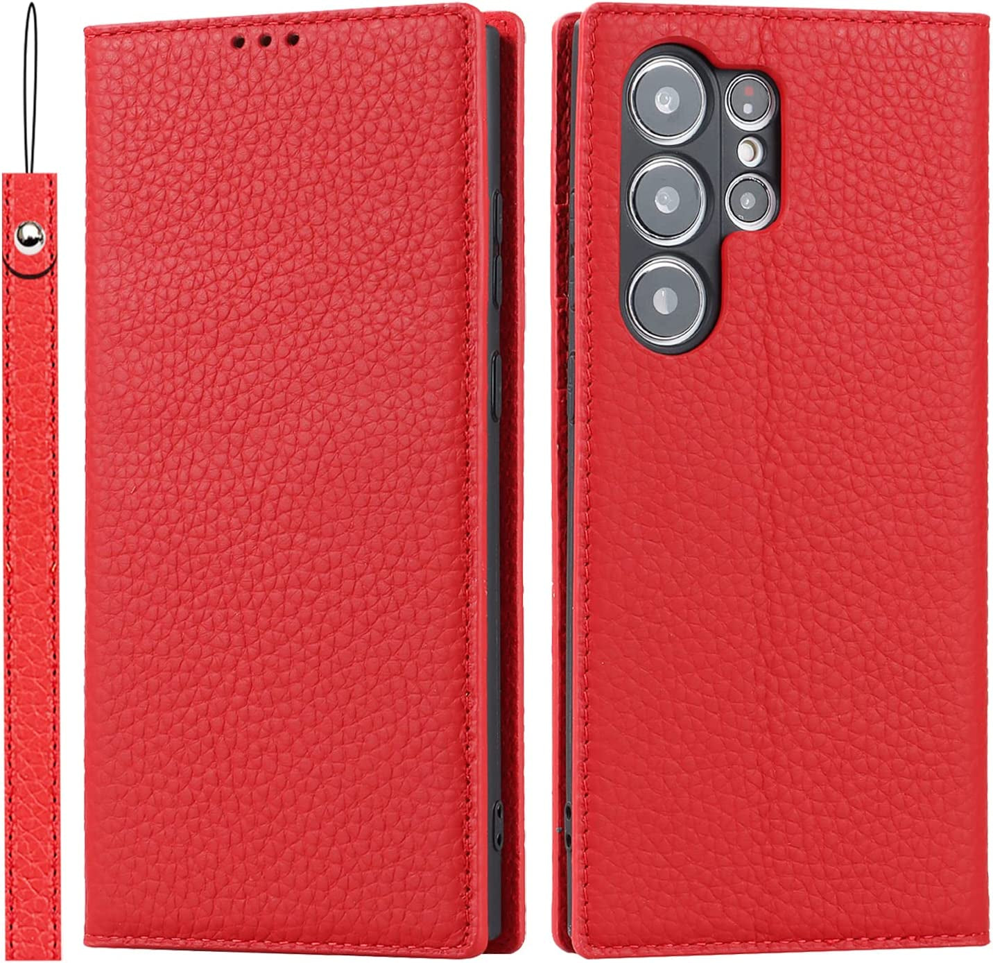 Ｈａｖａｙａ Samsung Galaxy S23 Ultra Case Wallet Magsafe Compatible,Samsung Galaxy S23 Ultra Wallet Case with Card Holder，Magnetic Detachable Flip Cover for Women Men Mujer-Black  Ｈａｖａｙａ Red Samsung Galaxy S23Ultra 