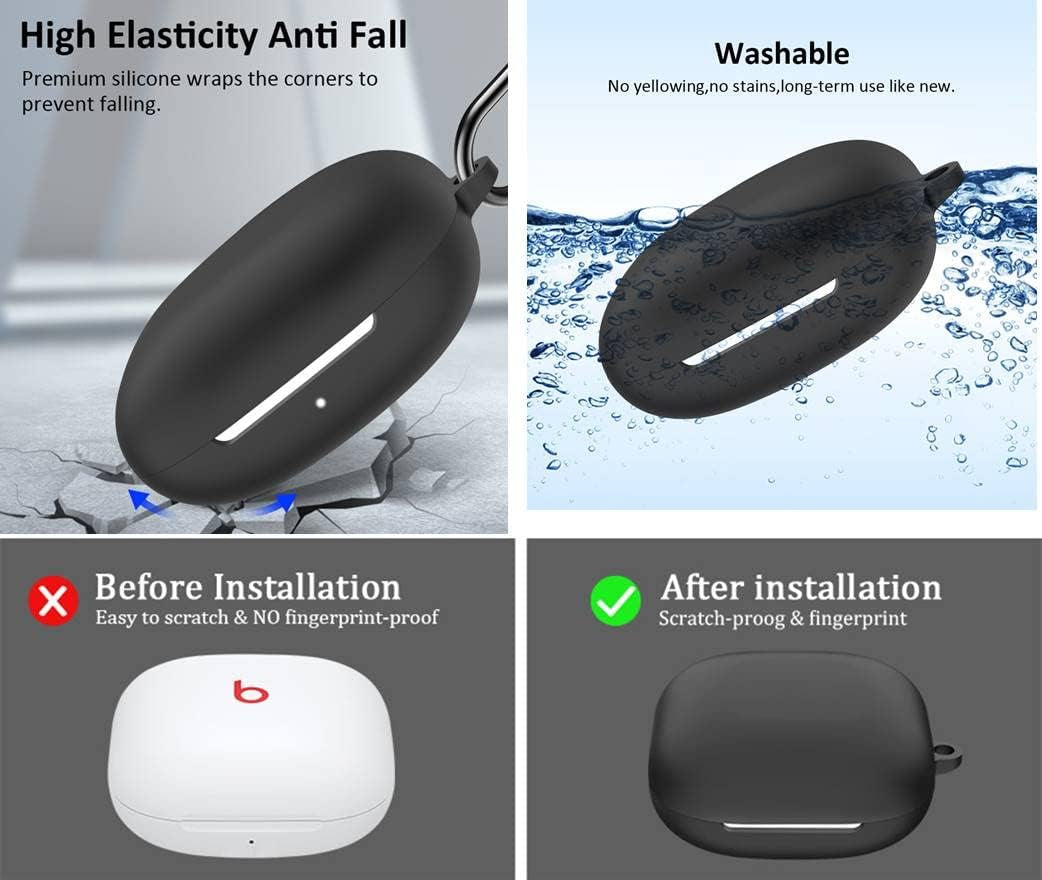 Meideya Beats Fit Pro Case [2.0Mm Thickness] Shockproof Anti-Lost Protective Case Cover for Beats Fit Pro with Keychain for Women Men (Black)  MeideYa   