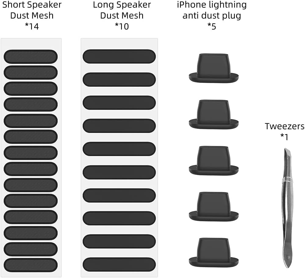 2 in 1 Iphone anti Dust Plug Kit,Anti Dust Plug X 5, Speaker Mesh anti Dust Proof Adhesive Sticker X 2,Dustproof Kit for Iphone 14 13 12,12 Pro,12 Mini 11,11 Pro Max,11 Pro,X,Xs Max,Xr,8,8Plus,7 Plus  CASEDAO   