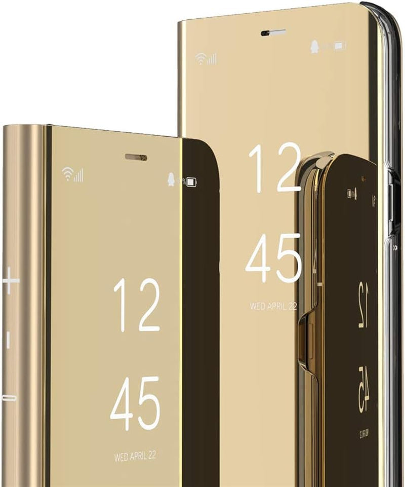 QIVSTARS Case for LG V30 / V30 plus Cool Style Clear View Window Electroplate Plating Stand Scratchproof Full Body Protective Flip Ultra Slim Cover for LG V30 / V30 plus PU Mirror:Silver QH  QIVSTARS 3-Plating Mirror:Golden  