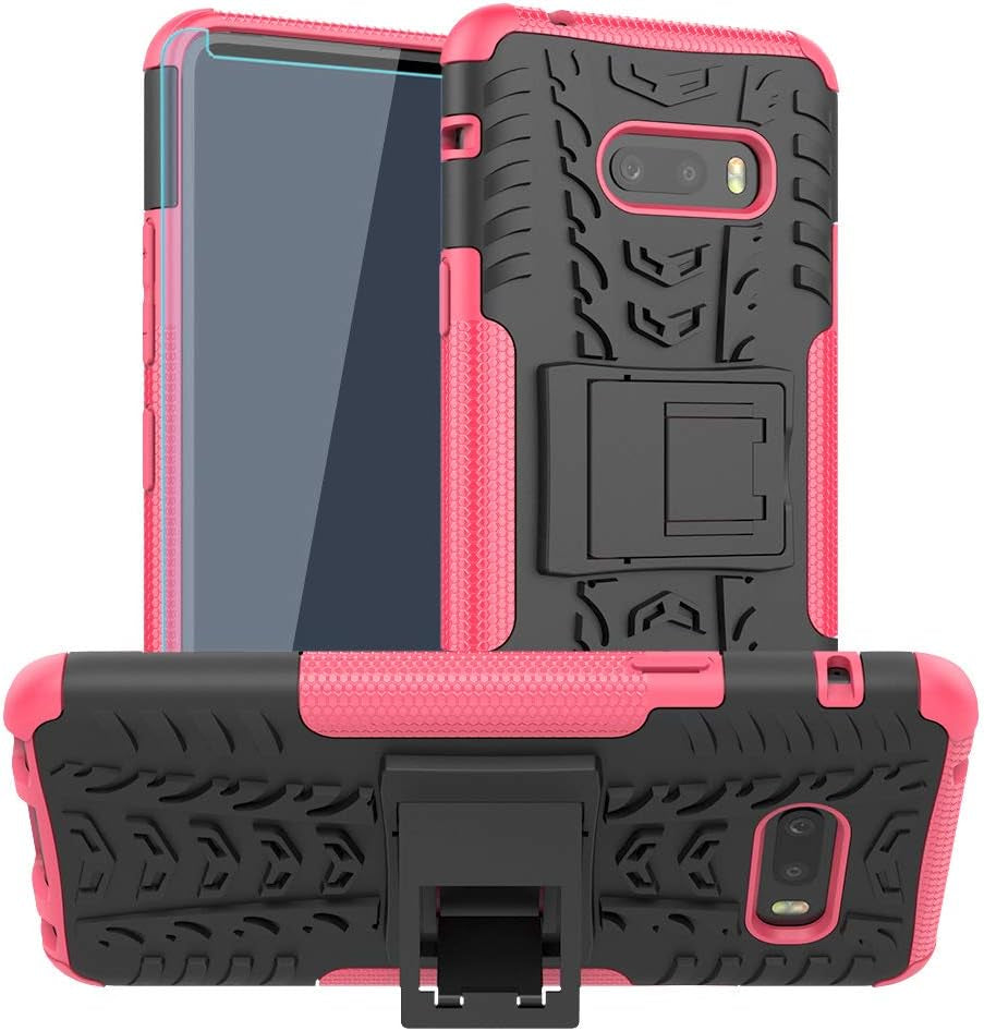 SKTGSLAMY LG G8X Thinq Case, with HD Screen Protector, [Shockproof] Tough Rugged Dual Layer Protective Case Hybrid Kickstand Cover for LG G8X Thinq (Pink)  SKTGSLAMY   