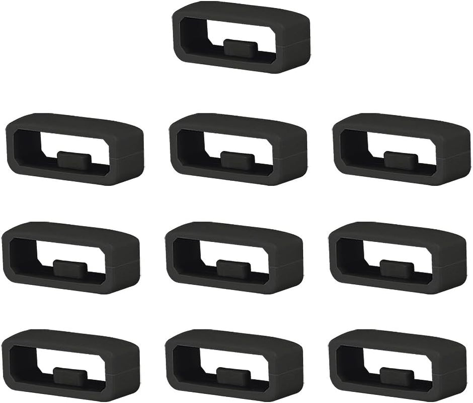 Fastener Rings Compatible for Fitbit Charge 2/Charge 3/Charge 4/Charge 5/Garmin Vivoactive 3/Gear S3 Bands Keepers, 22Mm Silicone Rubber Replacement Watch Band Loops Retainer Holder, Colorful-8 Pack  SKYLET 18mm: Black Rings (10 Pack-with little nubs)  