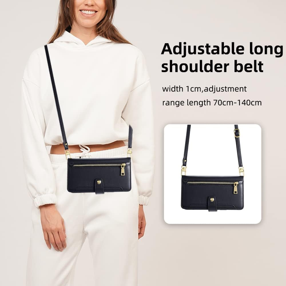 Asuwish Phone Case for LG G7 Thinq Wallet Cover and Tempered Glass Screen Protector Leather Card Holder Zipper Stand LGG7 One G 7 plus LG7 Fit Lg7Thinq 7G Thin Q G7+ G7Thinq Lgg7Thinq Women Men Black  Asuwish   