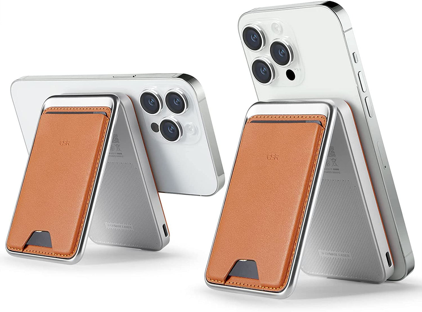 ESR Magsafe Battery Pack (Halolock), 5,000Mah Power Bank Wallet with USB-C Cable, Magsafe Wallet and Adjustable Stand, Magsafe Portable Charger for Iphone 14/13/12 (Except 13/12 Mini), Midnight Black  Electronic Silk Road Corp Caramel Brown  