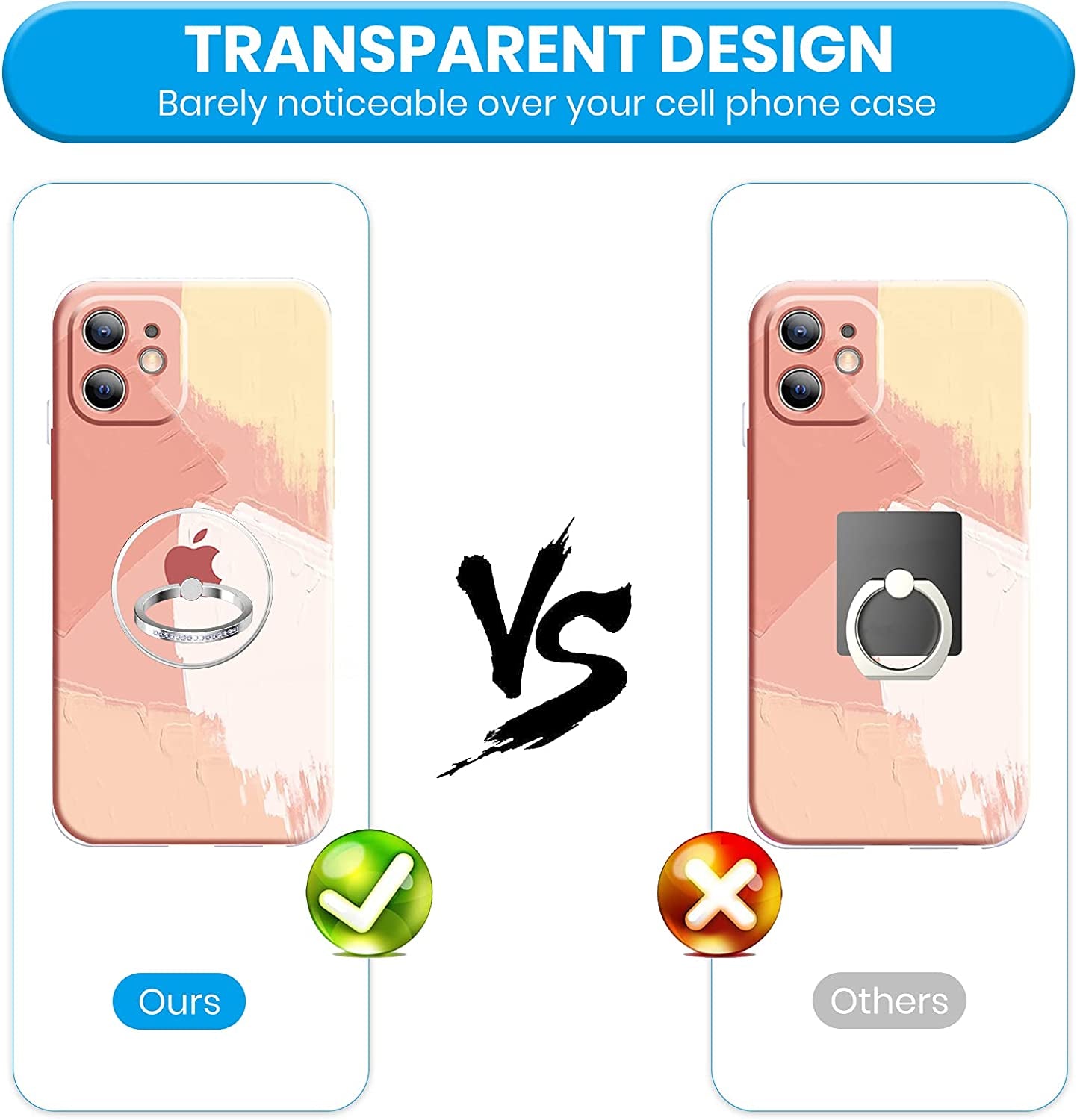 Transparent Phone Ring Holder - Jsoerpay 2 Pack Cell Phone Ring Holder Finger Grip Loop Universal 360 Degree Rotation (Gold & Diamond)  Jsoerpay   