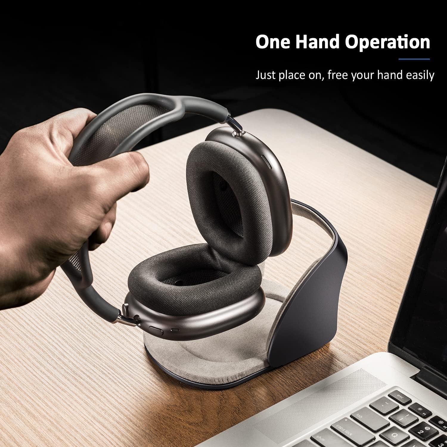 SUPERONE Smart Headphone Stand Designed for Airpods Max, Headset Holder with Hibernating Base Airpods Max Stand Aluminum Alloy, Grey  SUPERONE   