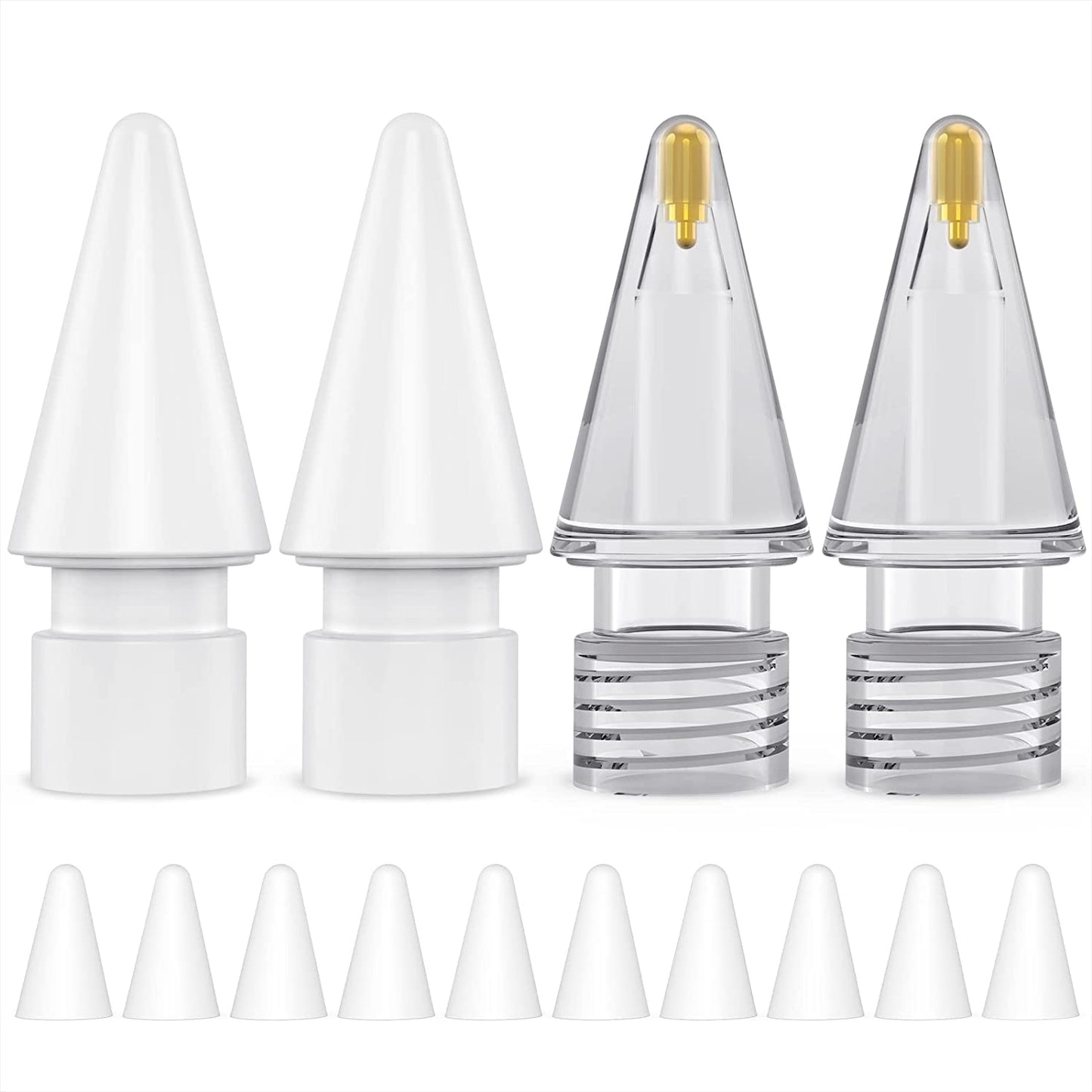 NIUTRENDZ 4 Pack Replacement Tips for Apple Pencil 2Nd Generation and 1St Generation Fine Point Metal Tip, Wear-Resistant & Precise Control (1.95Mm, Clear + Pink + Blue + Grey)  NIUTRENDZ Original - White and Grey Original 